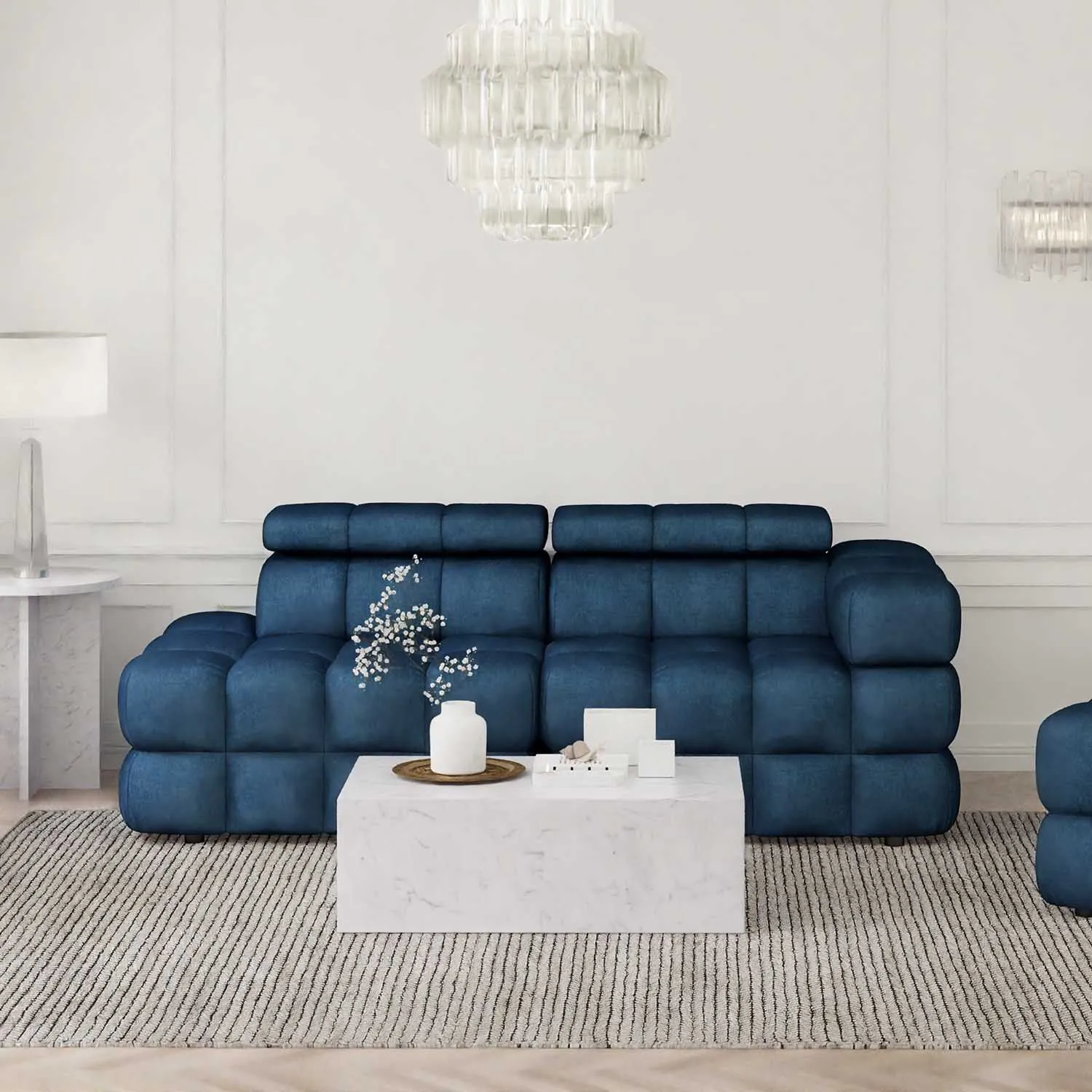 Soffa 2-sits 213cm Mörkblå Armstöd Höger - Paris