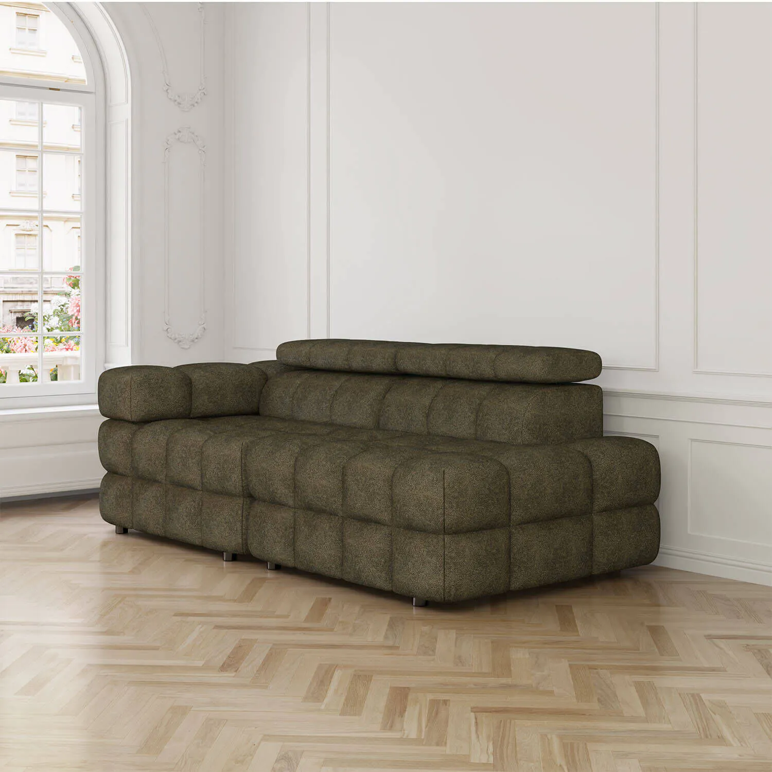 Soffa 2-sits 213cm Olivgrön Armstöd Vänster - Paris