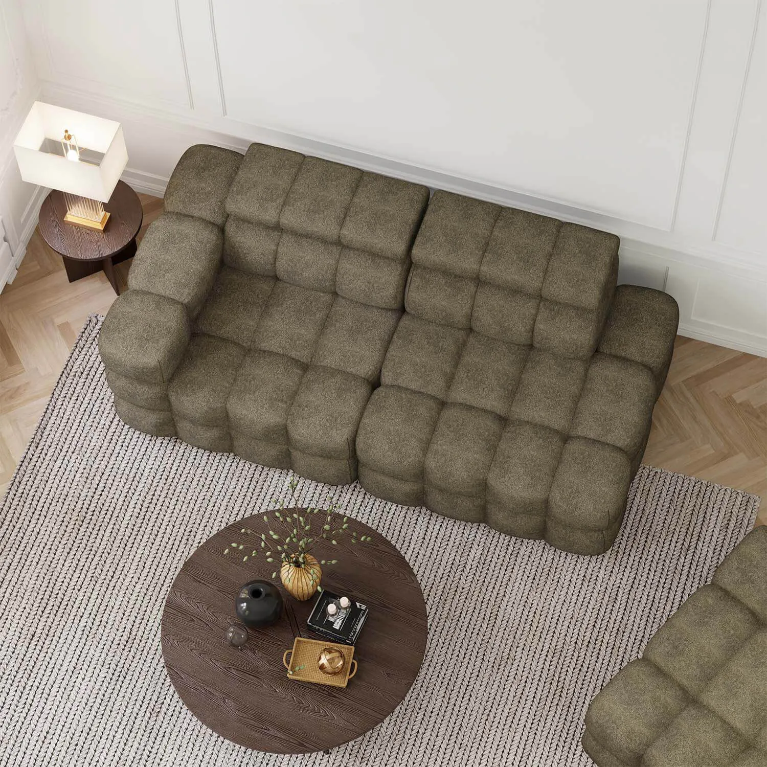 Soffa 2-sits 213cm Olivgrön Armstöd Vänster - Paris
