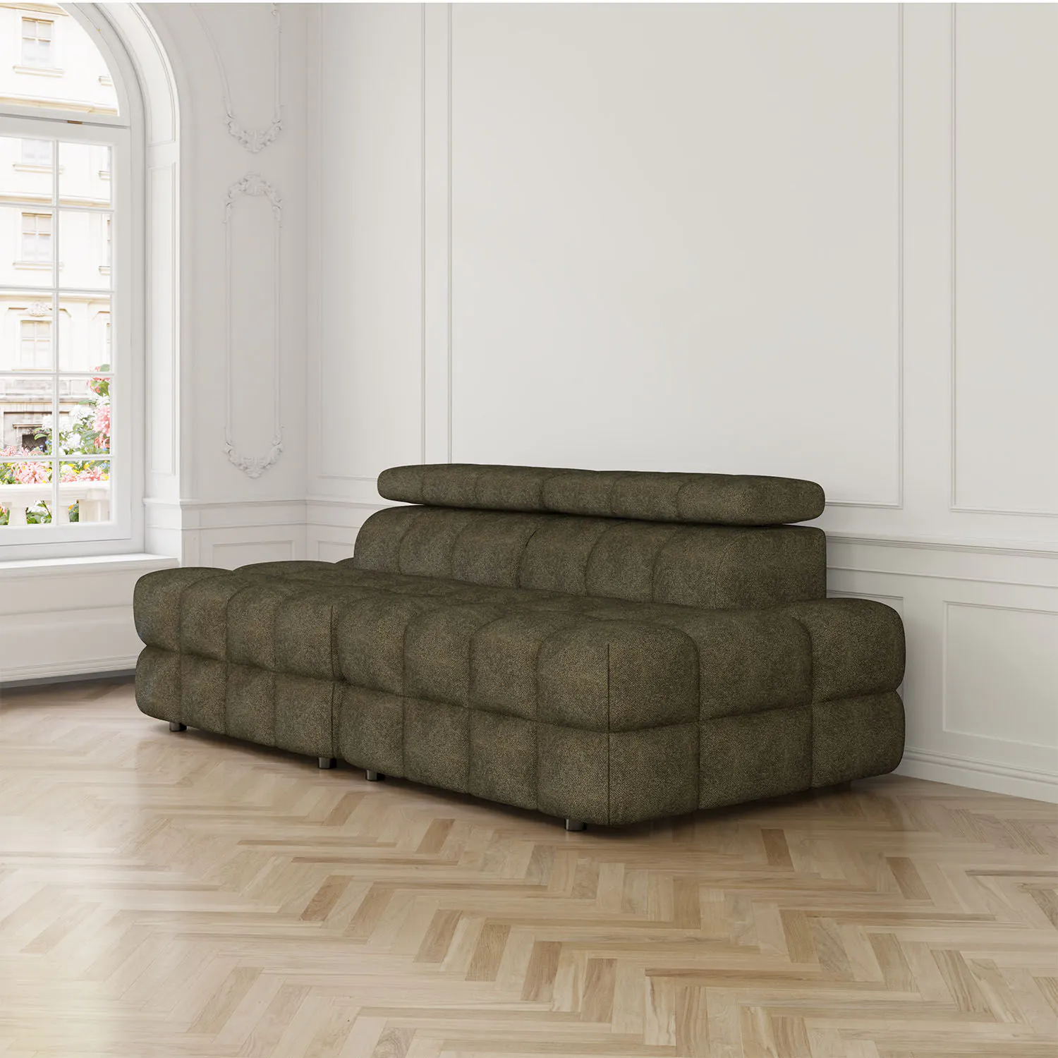 Soffa 2-sits 216cm Olivgrön Utan Armstöd - Paris