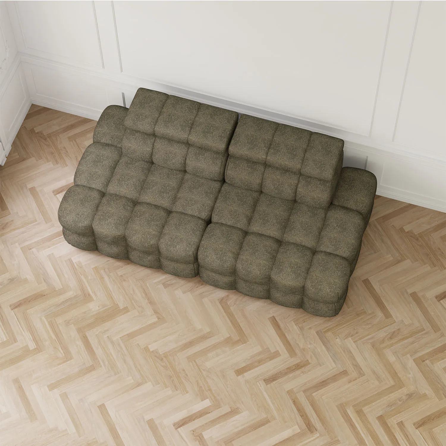 Soffa 2-sits 216cm Olivgrön Utan Armstöd - Paris