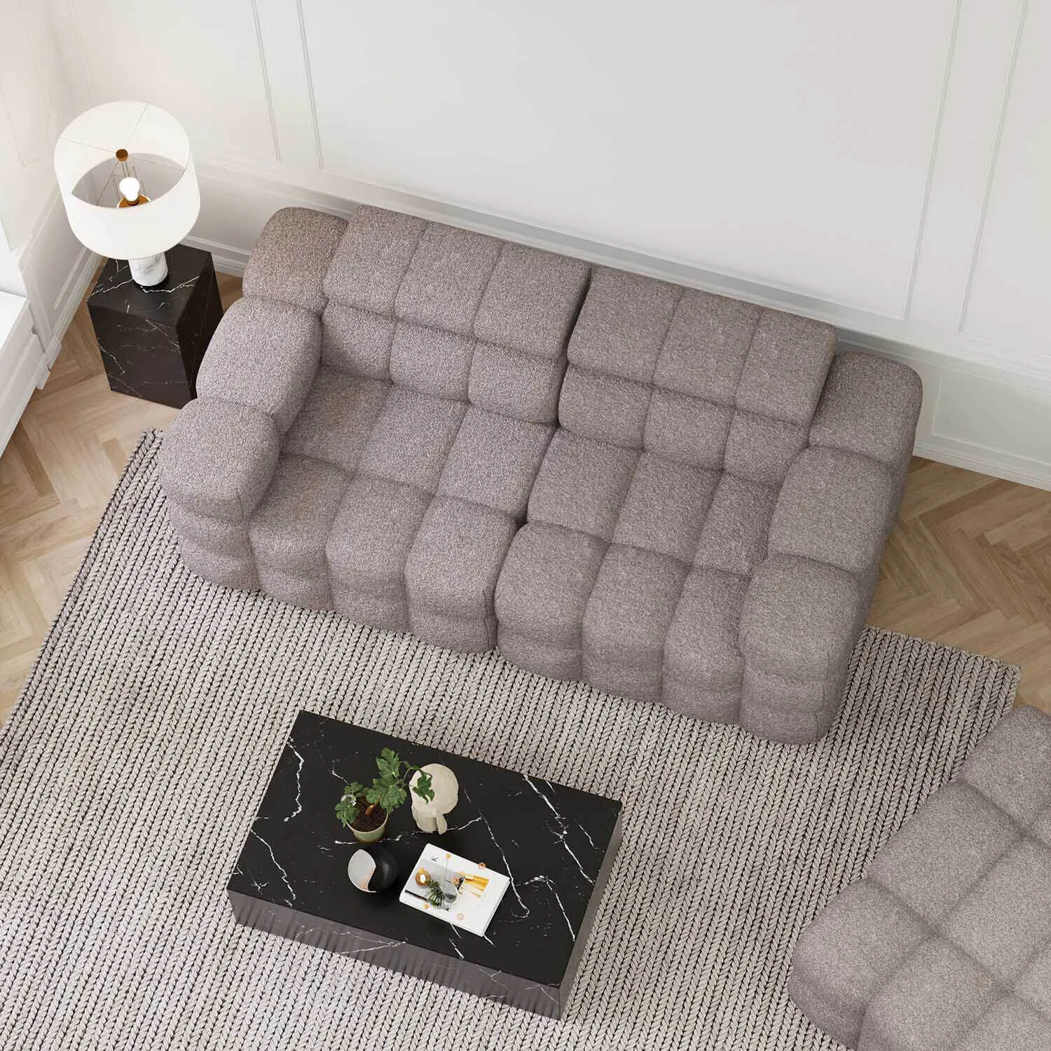 Soffa 2-sits 210cm Brun Boucle  - Paris