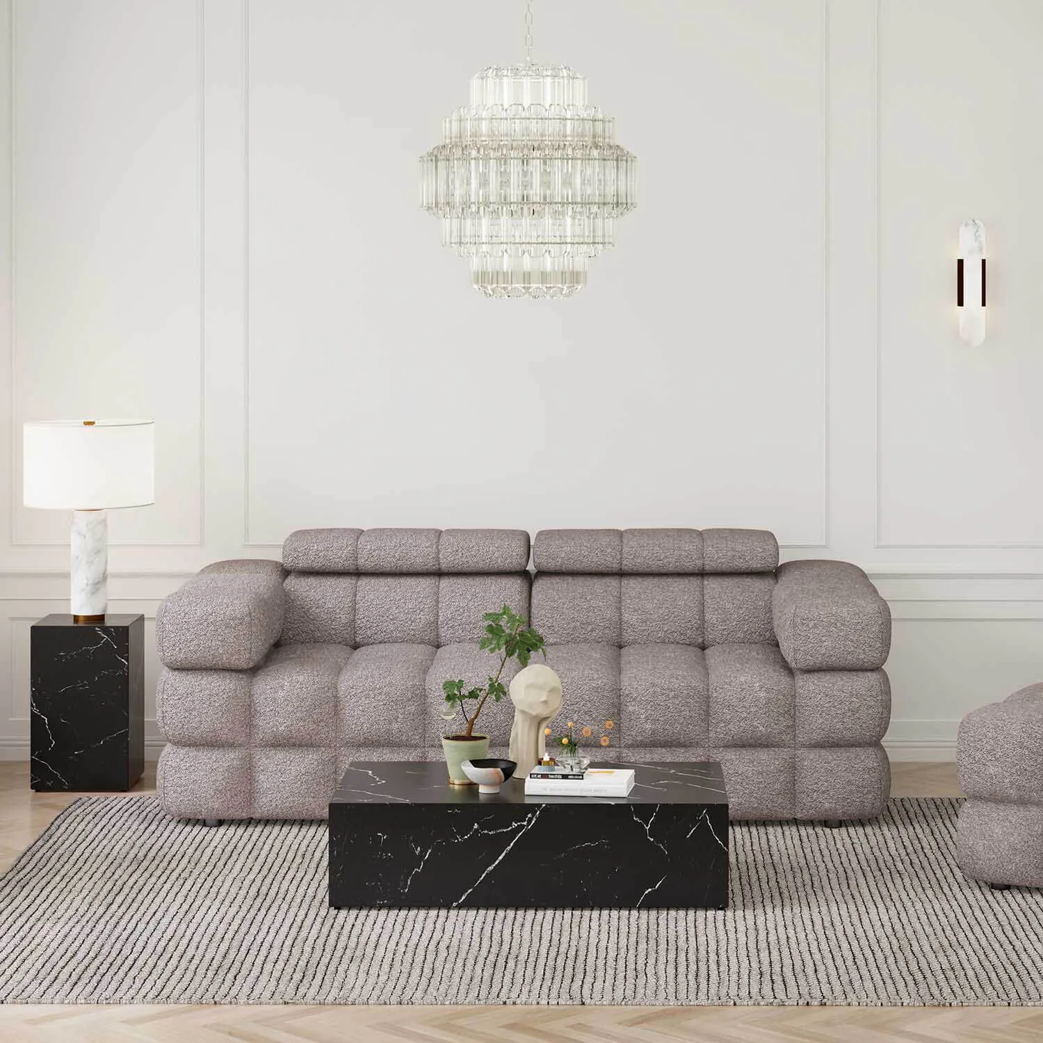 Soffa 2-sits 210cm Brun Boucle  - Paris