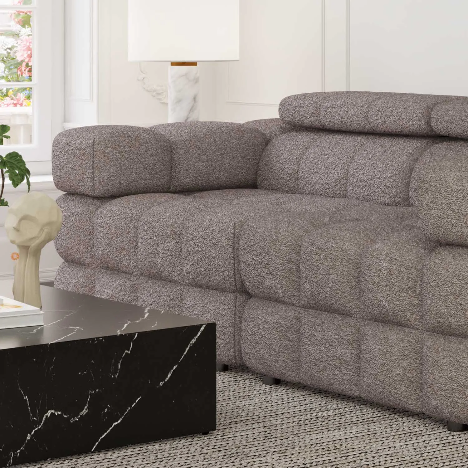 Soffa 2-sits 210cm Brun Boucle  - Paris