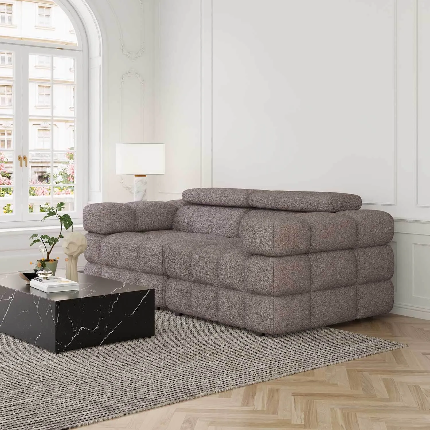 Soffa 2-sits 210cm Brun Boucle  - Paris