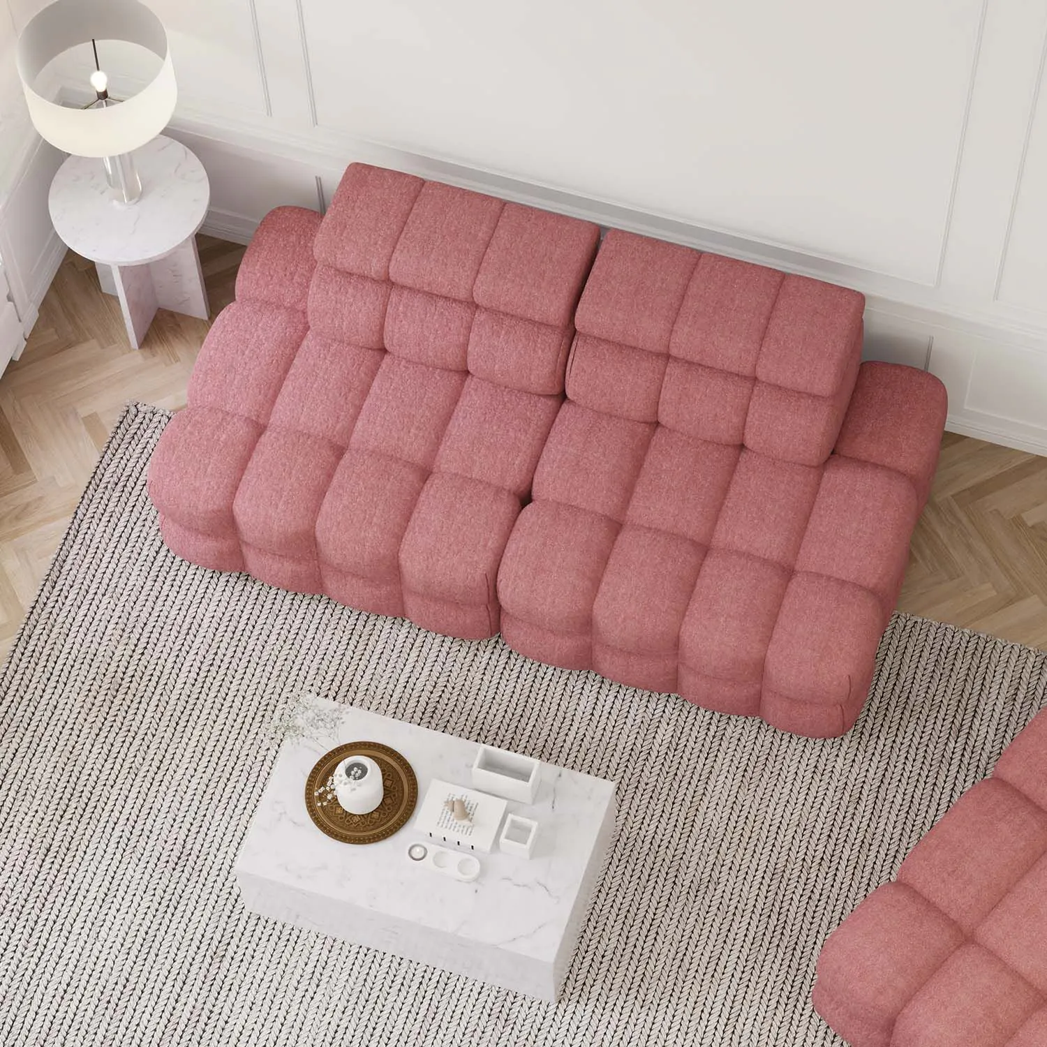 Soffa 2-sits 216cm Rosa Utan Armstöd - Paris