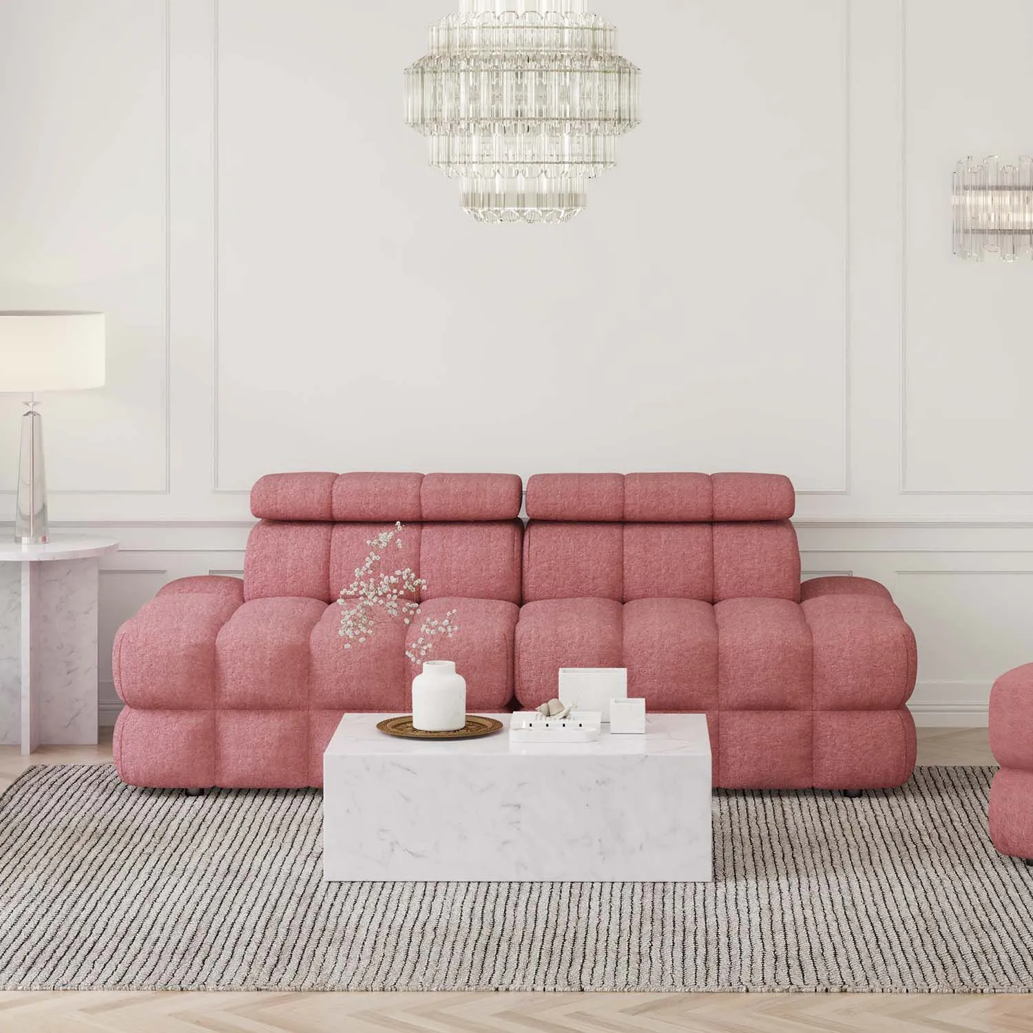 Soffa 2-sits 216cm Rosa Utan Armstöd - Paris