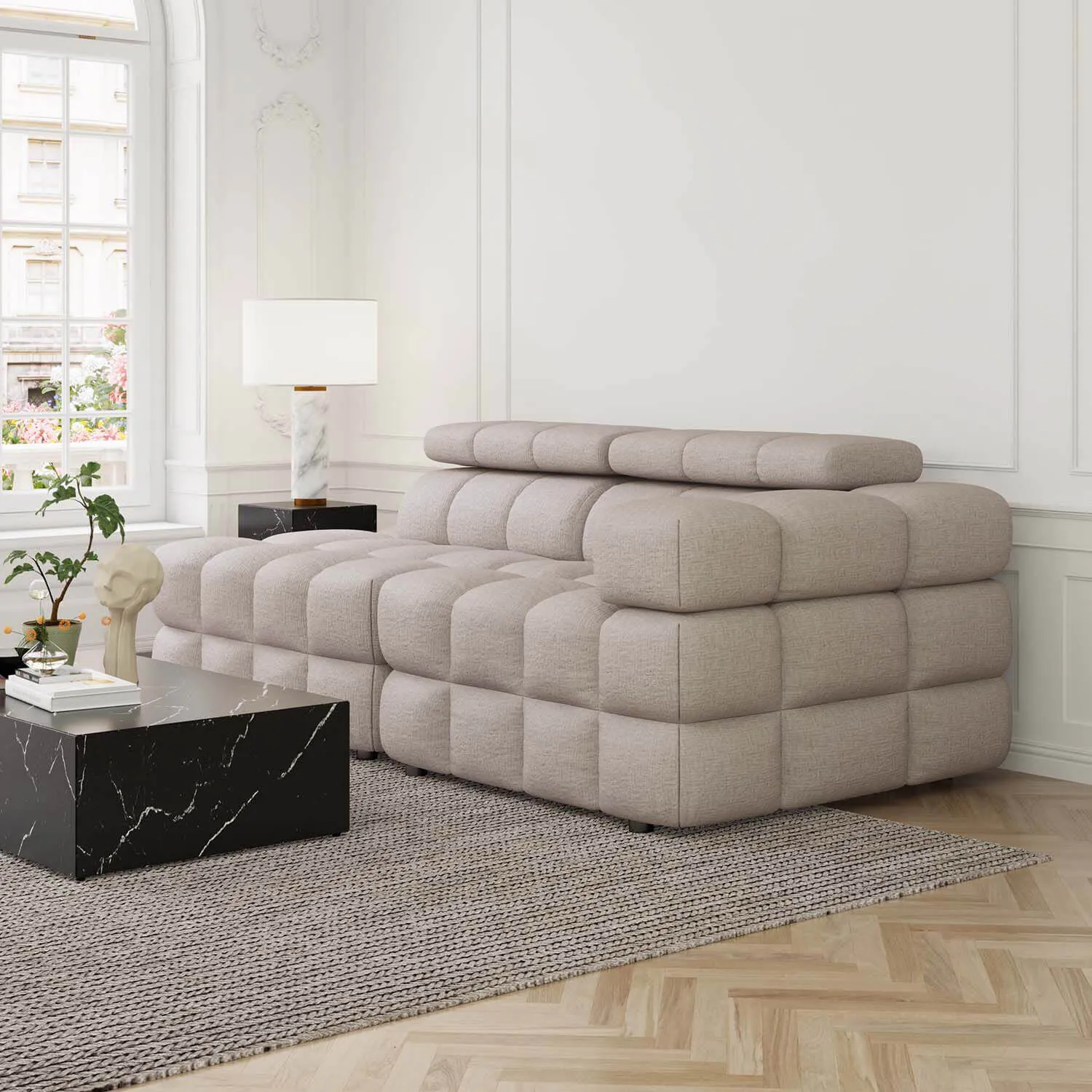 Soffa 2-sits 213cm Sand Armstöd Höger - Paris