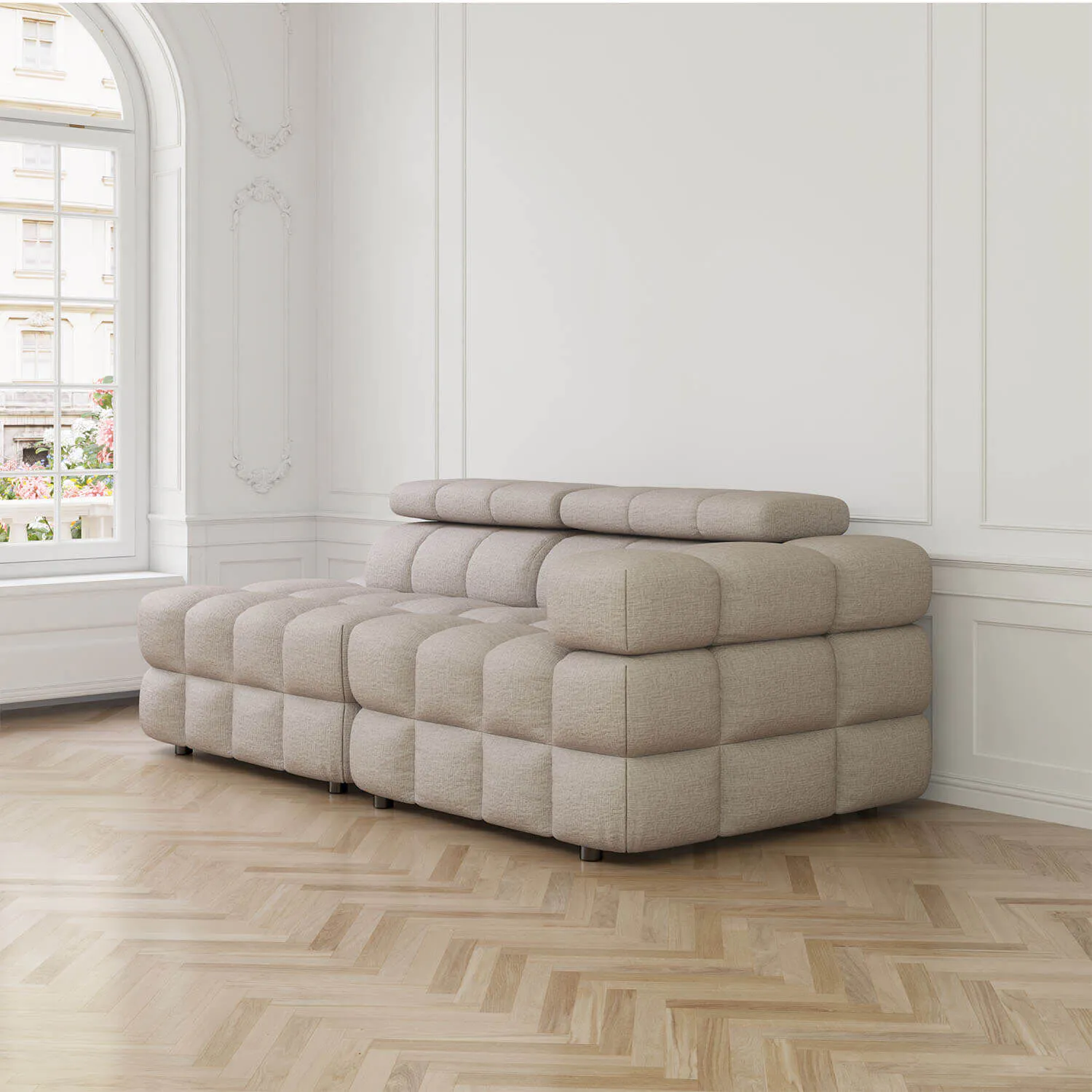 Soffa 2-sits 213cm Sand Armstöd Höger - Paris
