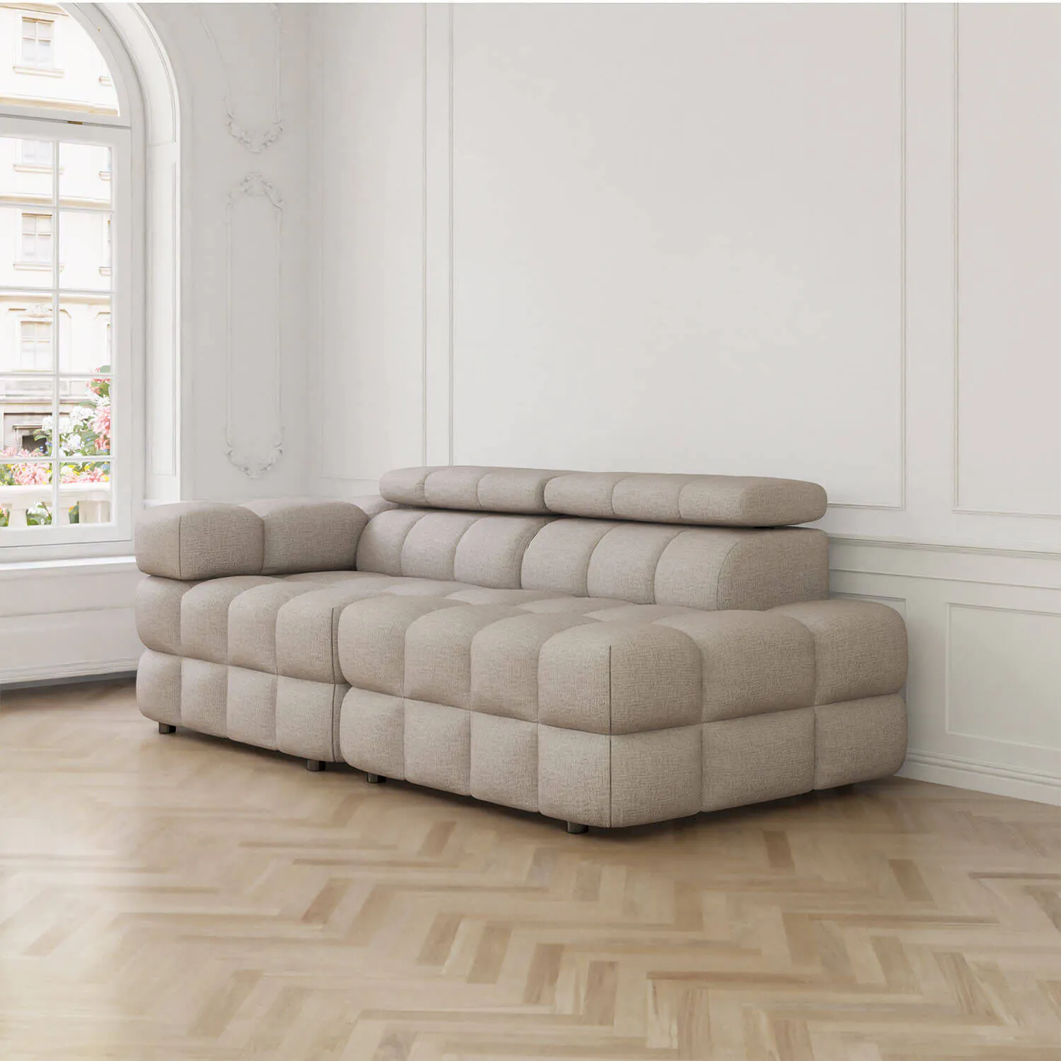 Soffa 2-sits 213cm Sand Armstöd Vänster - Paris