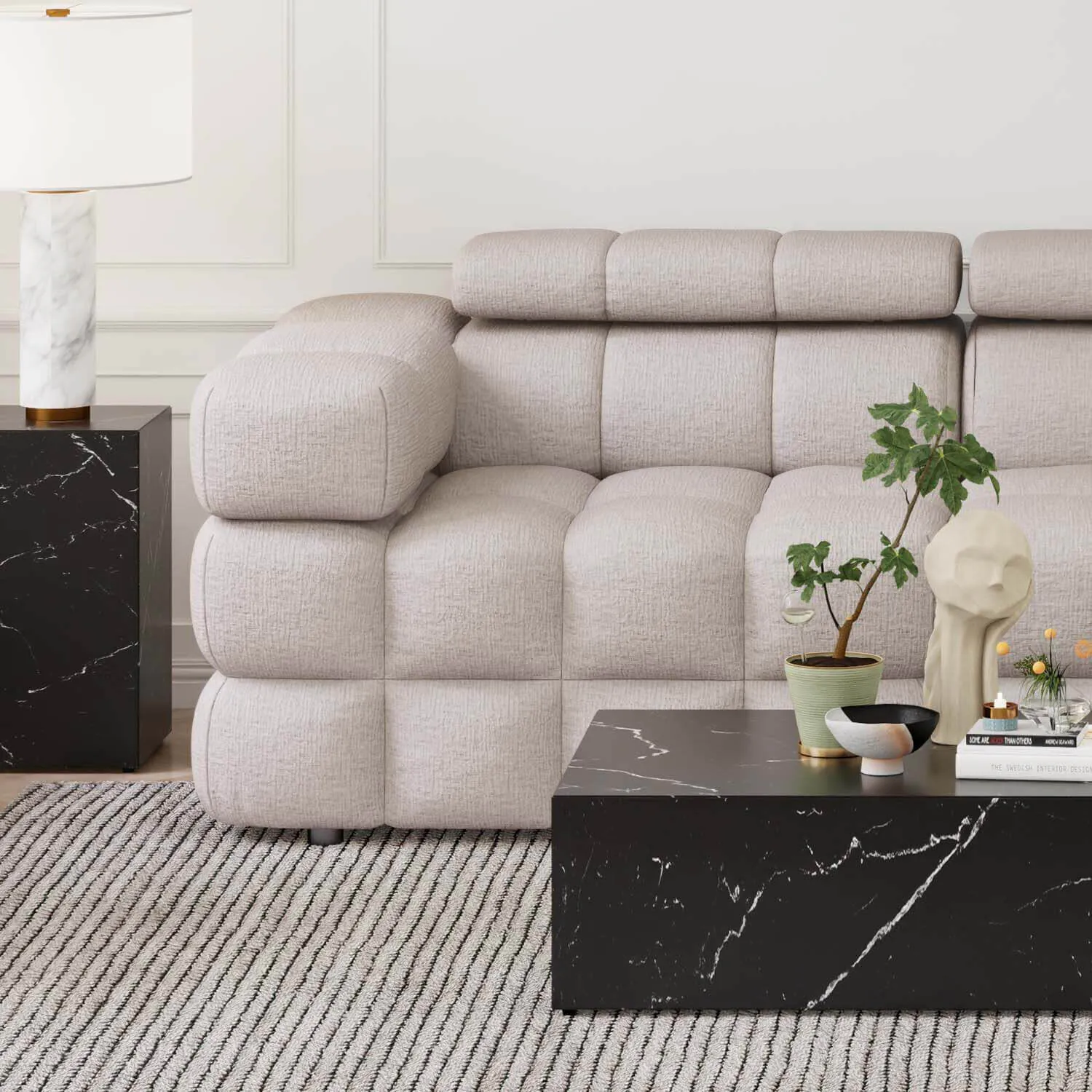 Soffa 2-sits 213cm Sand Armstöd Vänster - Paris