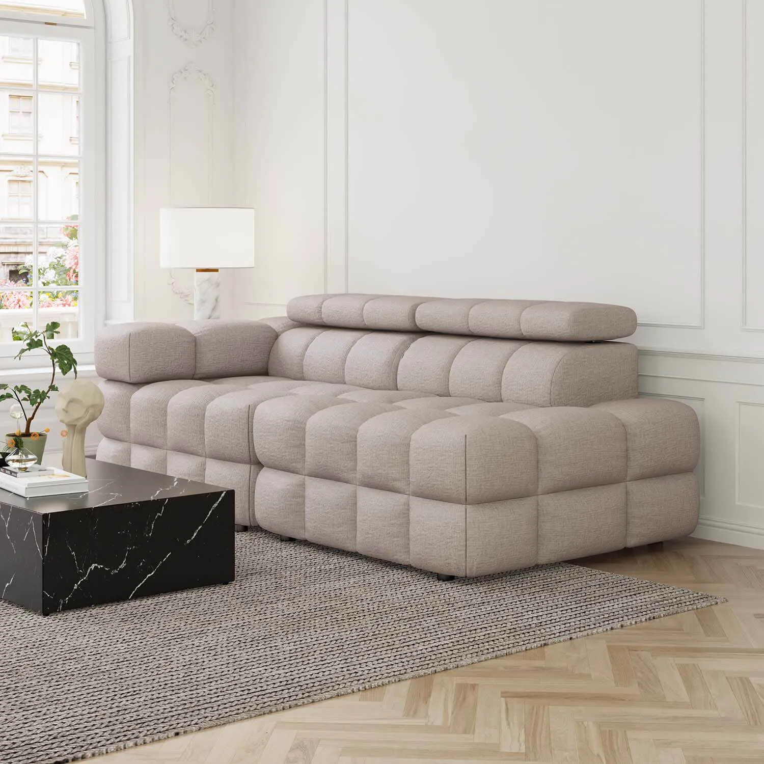 Soffa 2-sits 213cm Sand Armstöd Vänster - Paris