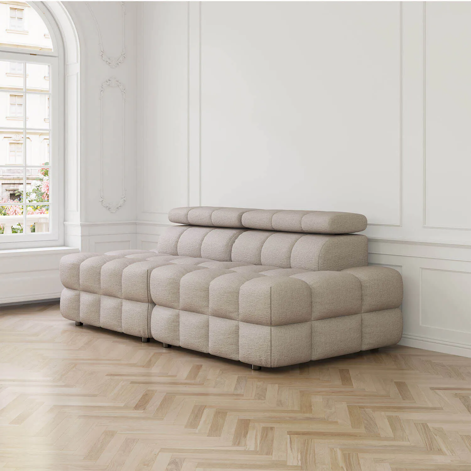 Soffa 2-sits 216cm Sand Utan Armstöd - Paris