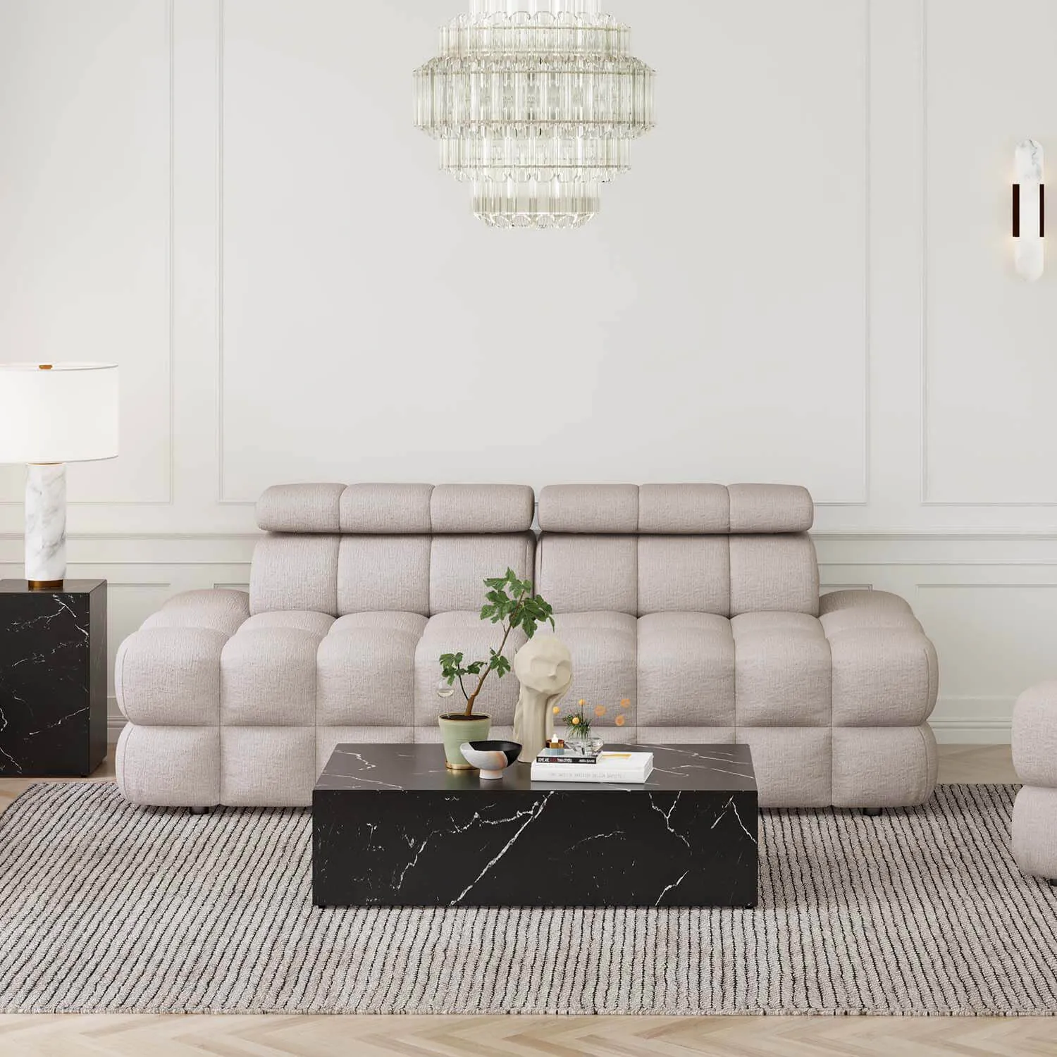 Soffa 2-sits 216cm Sand Utan Armstöd - Paris