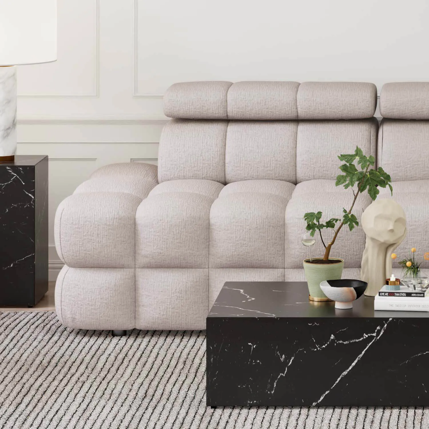 Soffa 2-sits 216cm Sand Utan Armstöd - Paris