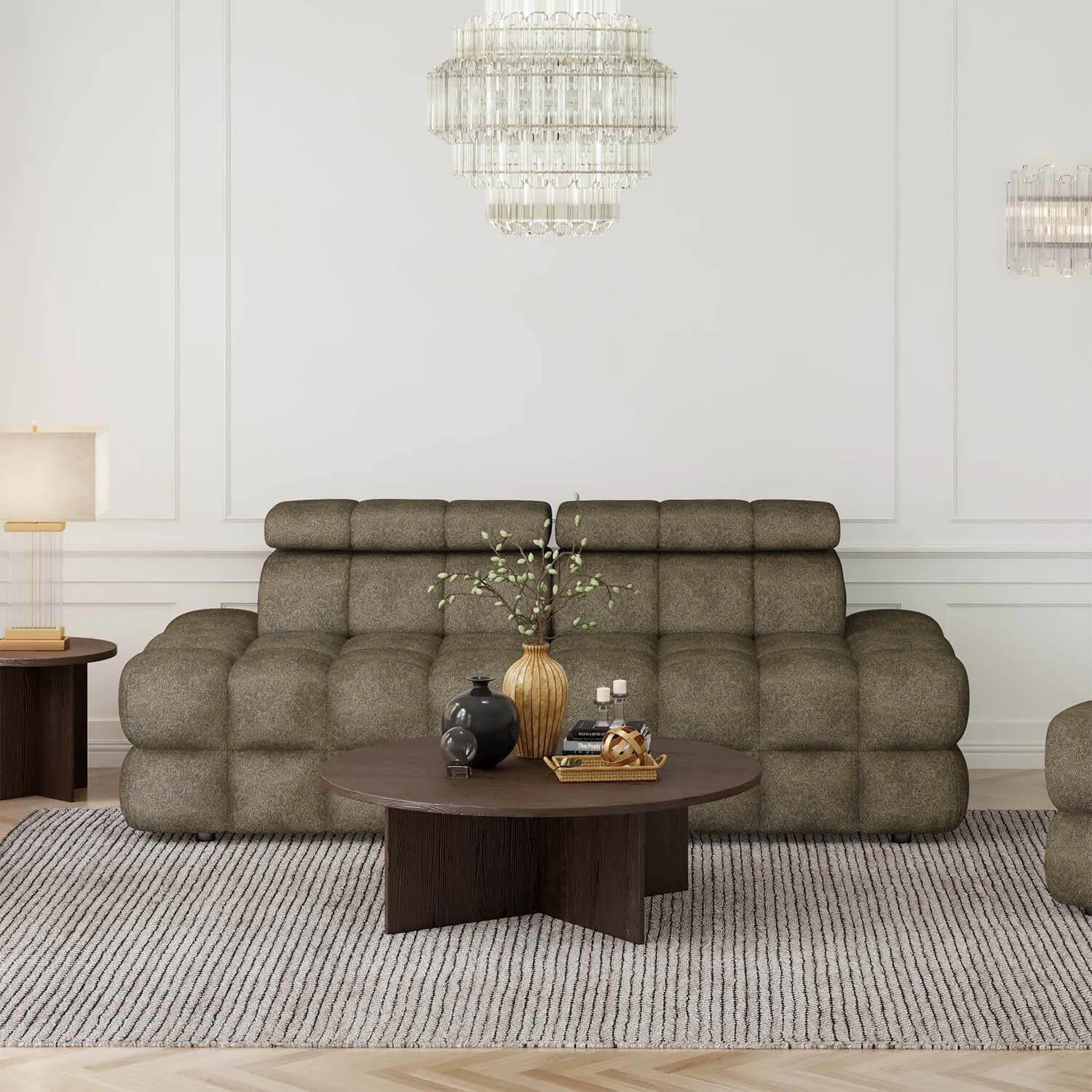 Soffa 2-sits 216cm Olivgrön Utan Armstöd - Paris