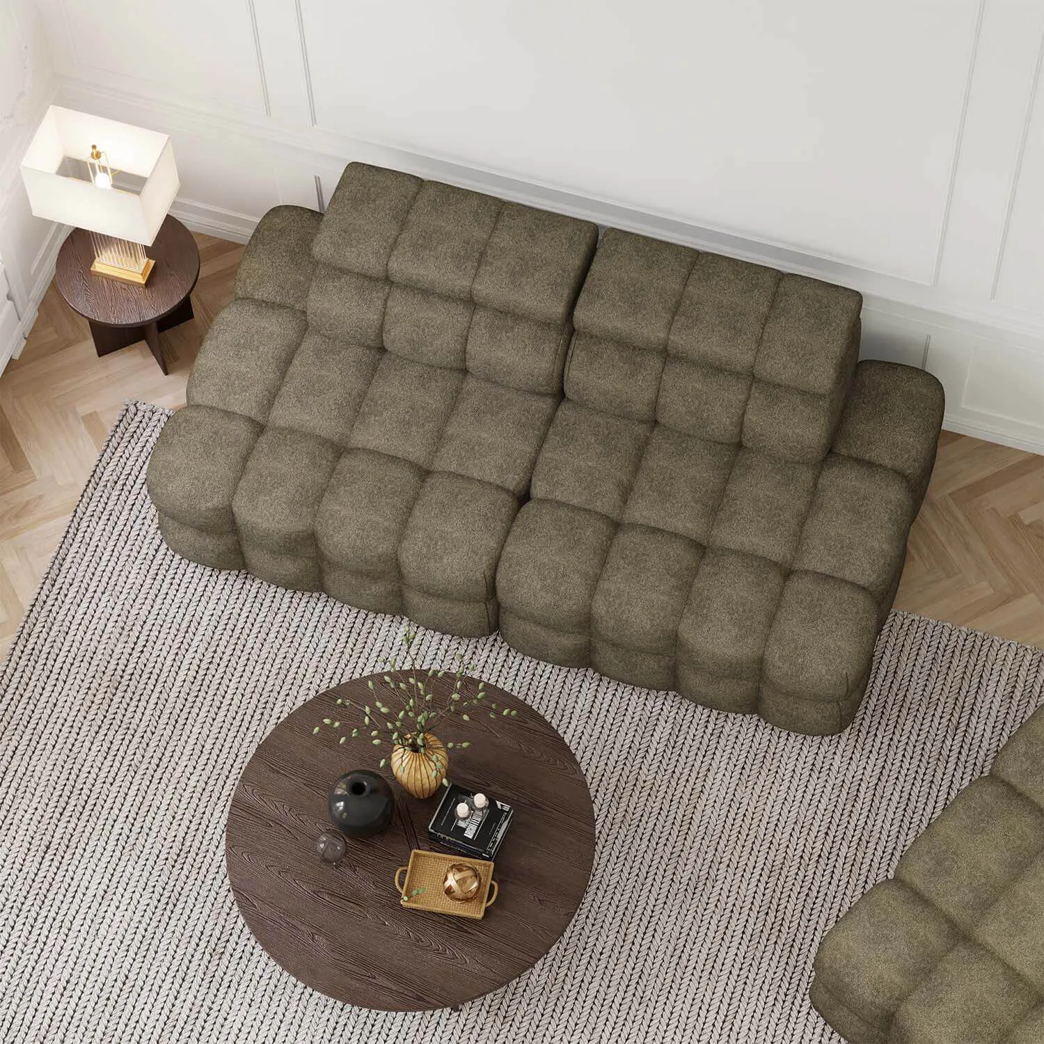 Soffa 2-sits 216cm Olivgrön Utan Armstöd - Paris