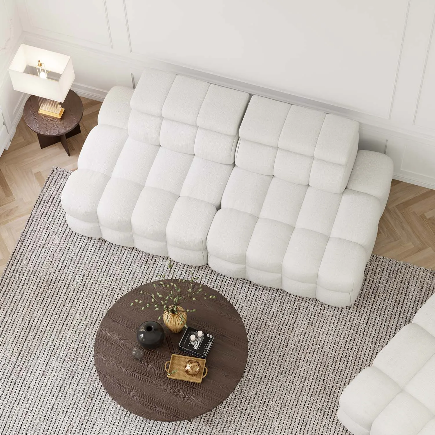Soffa 2-sits 216cm Vit Utan Armstöd  - Paris