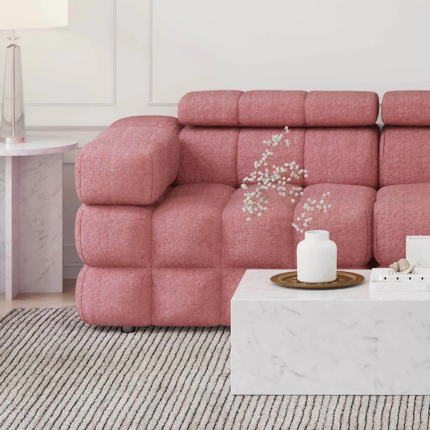 Soffa 2-sits 213cm Rosa Armstöd Vänster - Paris