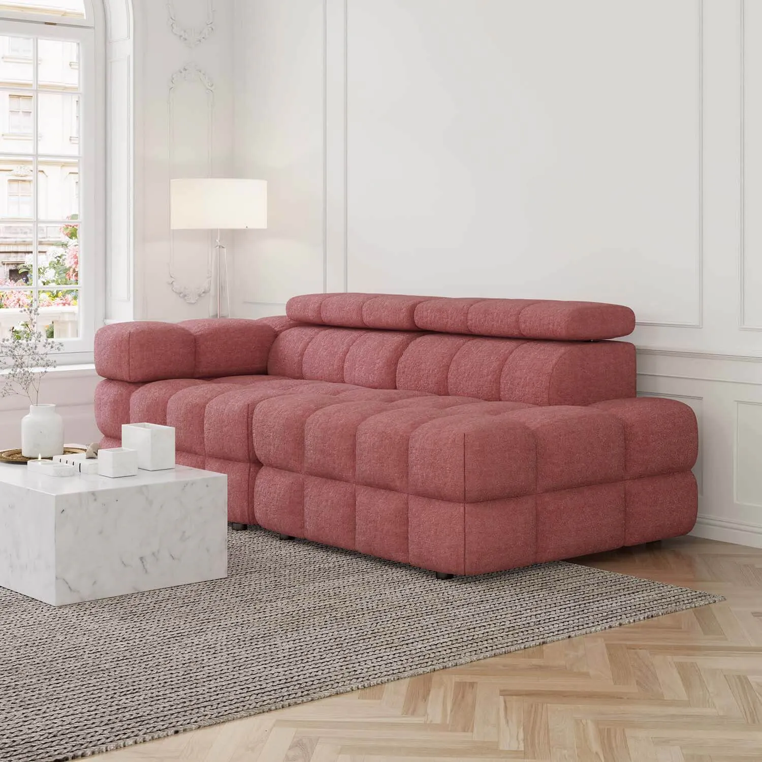 Soffa 2-sits 213cm Rosa Armstöd Vänster - Paris