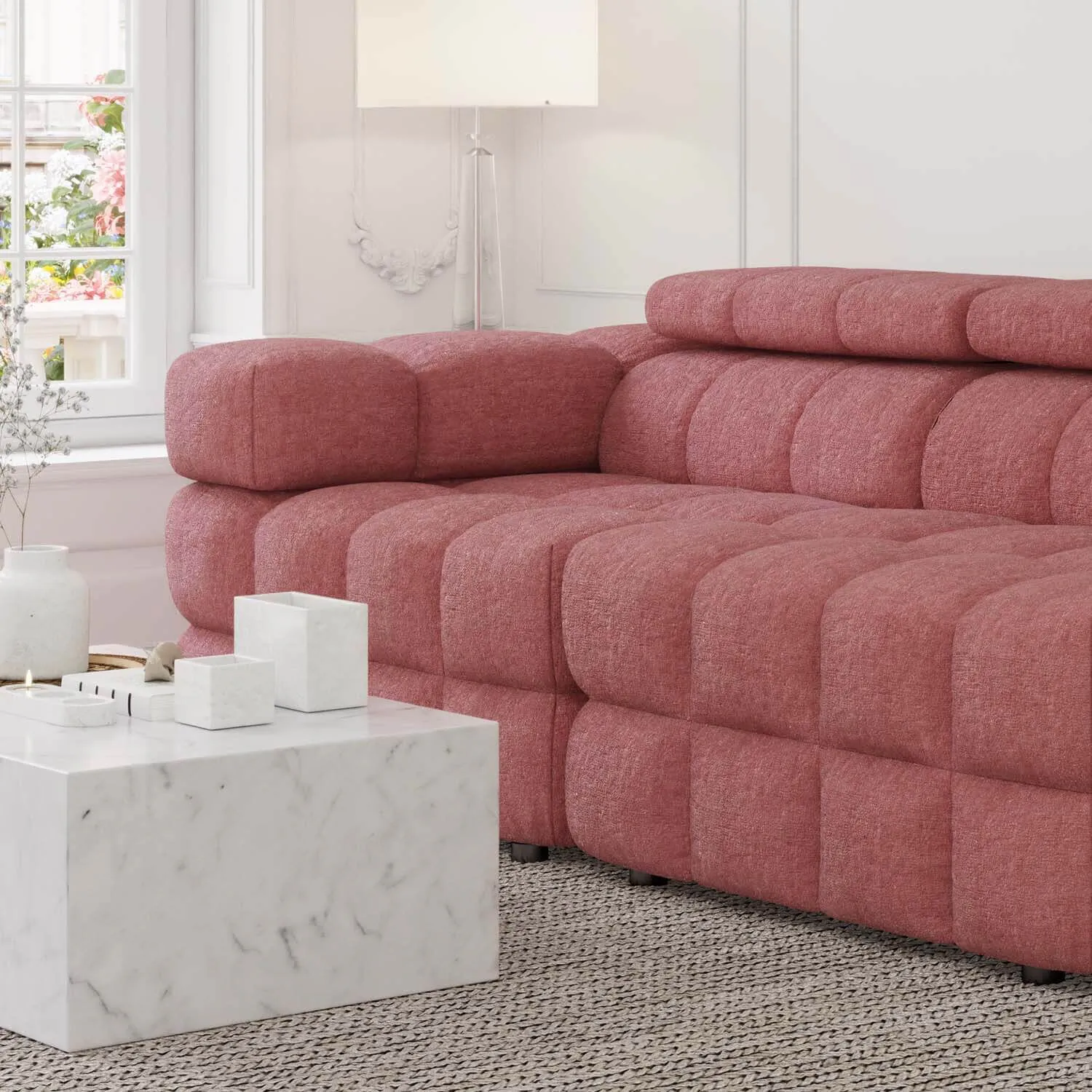 Soffa 2-sits 213cm Rosa Armstöd Vänster - Paris