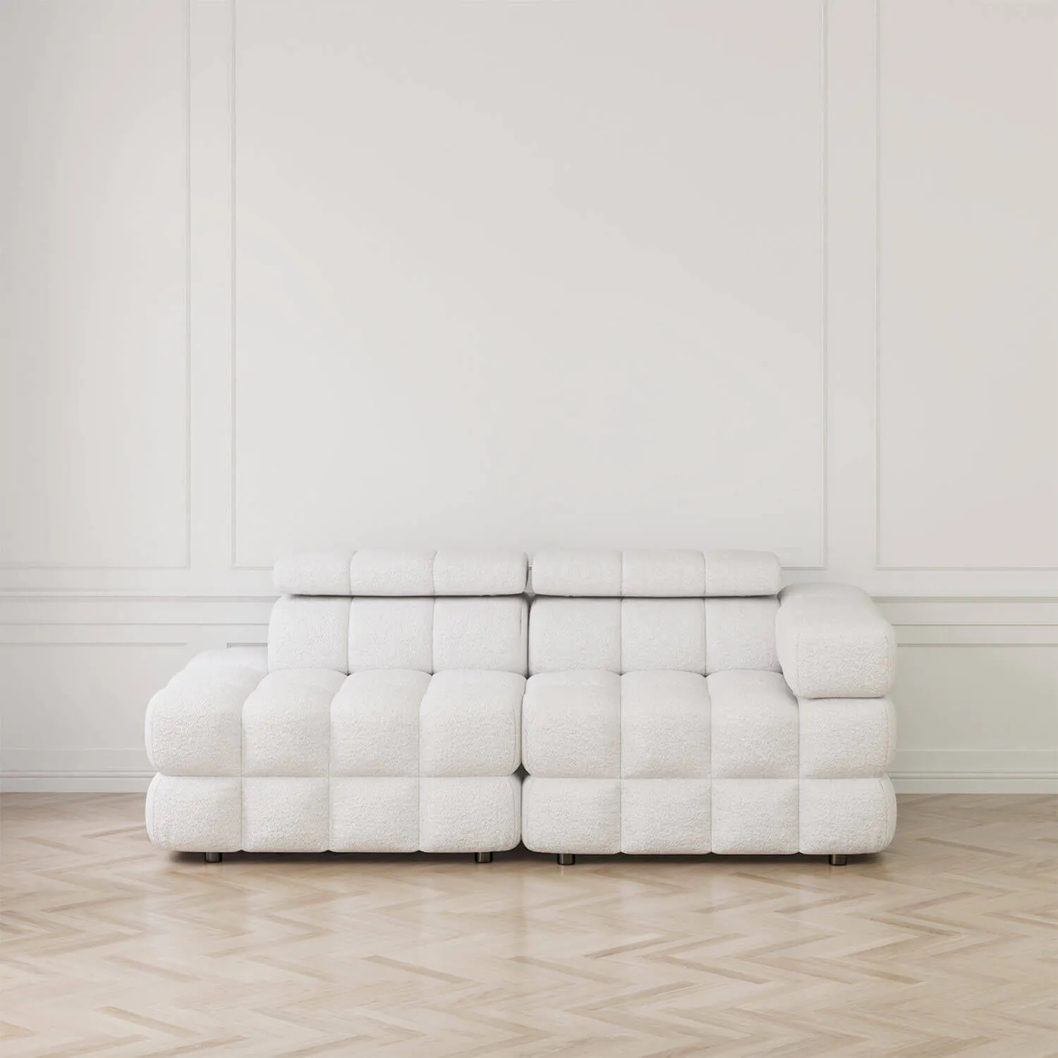 Soffa 2-sits 213cm Vit Boucle Armstöd Höger - Paris
