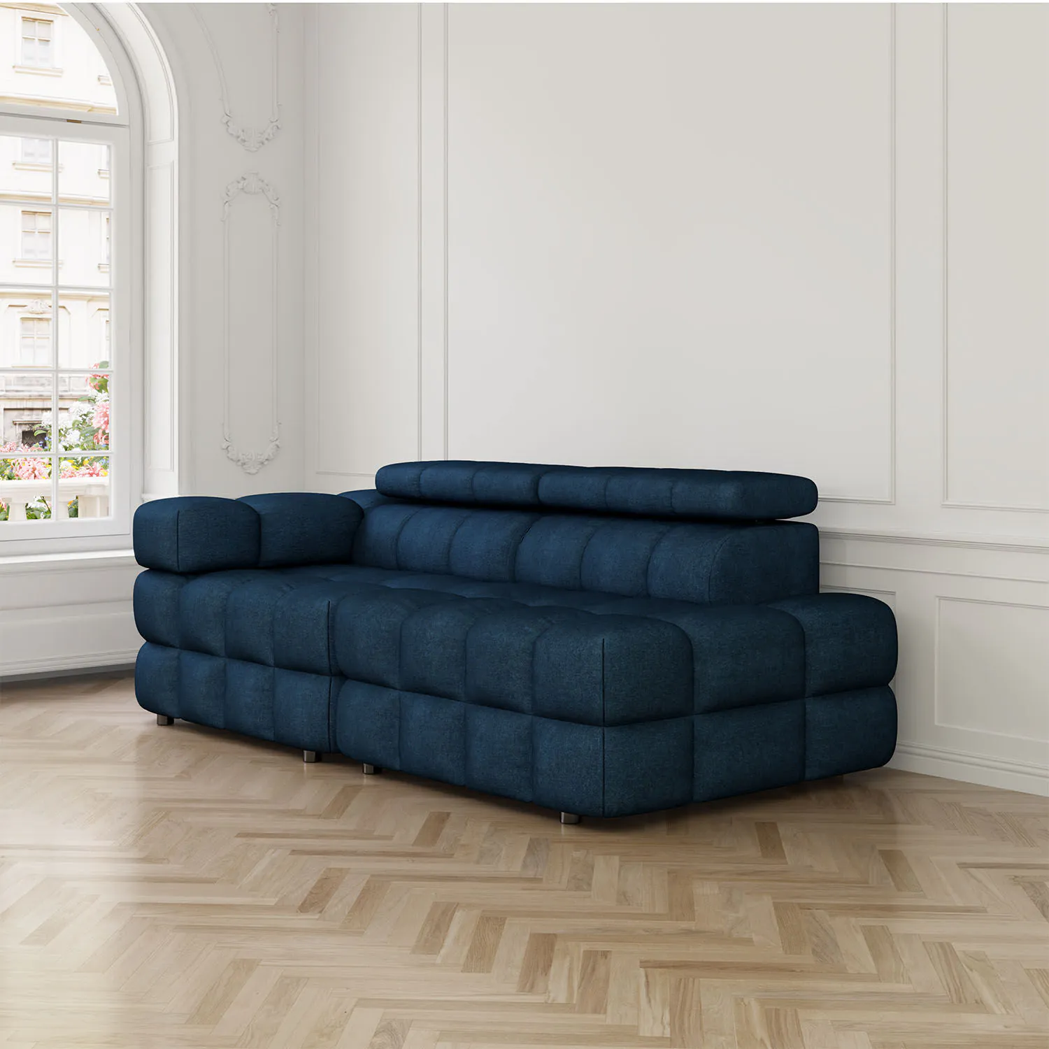 Soffa 2-sits 213cm Mörkblå Armstöd Vänster - Paris