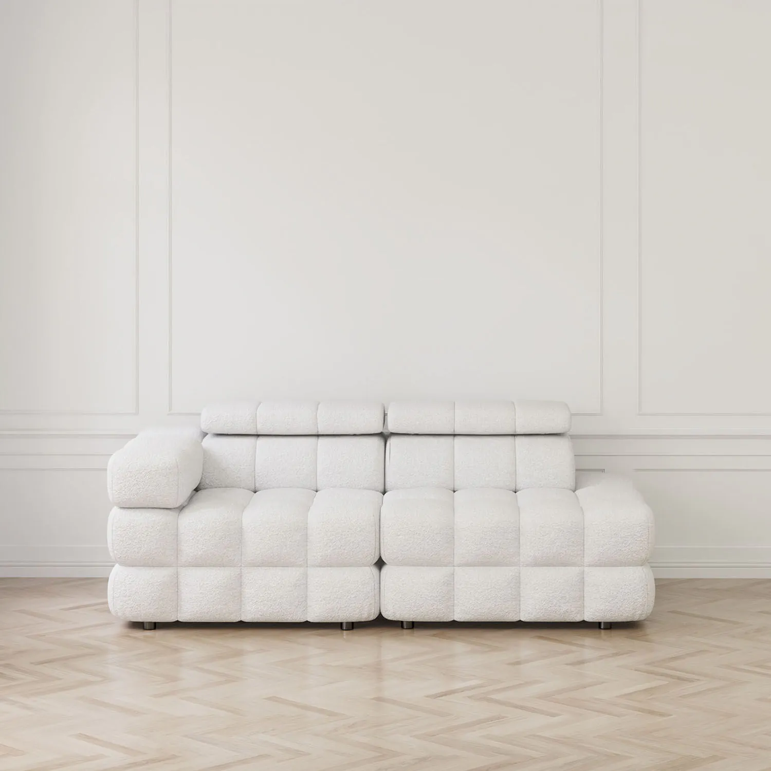 Soffa 2-sits 213cm Vit Boucle Armstöd Vänster - Paris