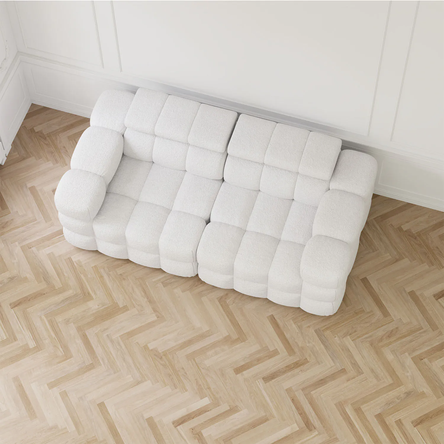 Soffa 2-sits 213cm Vit Boucle Armstöd Vänster - Paris