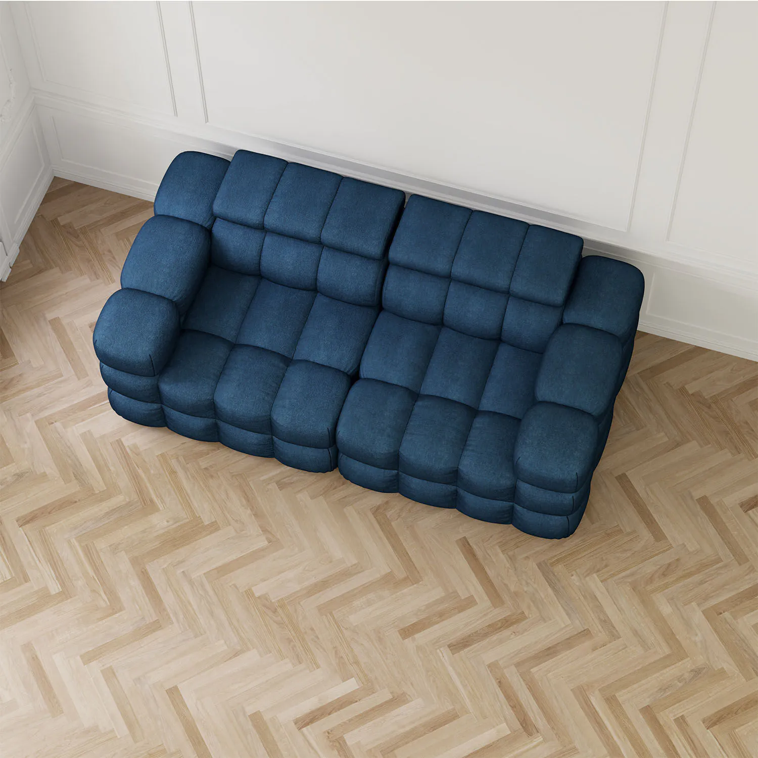 Soffa 2-sits 213cm Mörkblå Armstöd Vänster - Paris