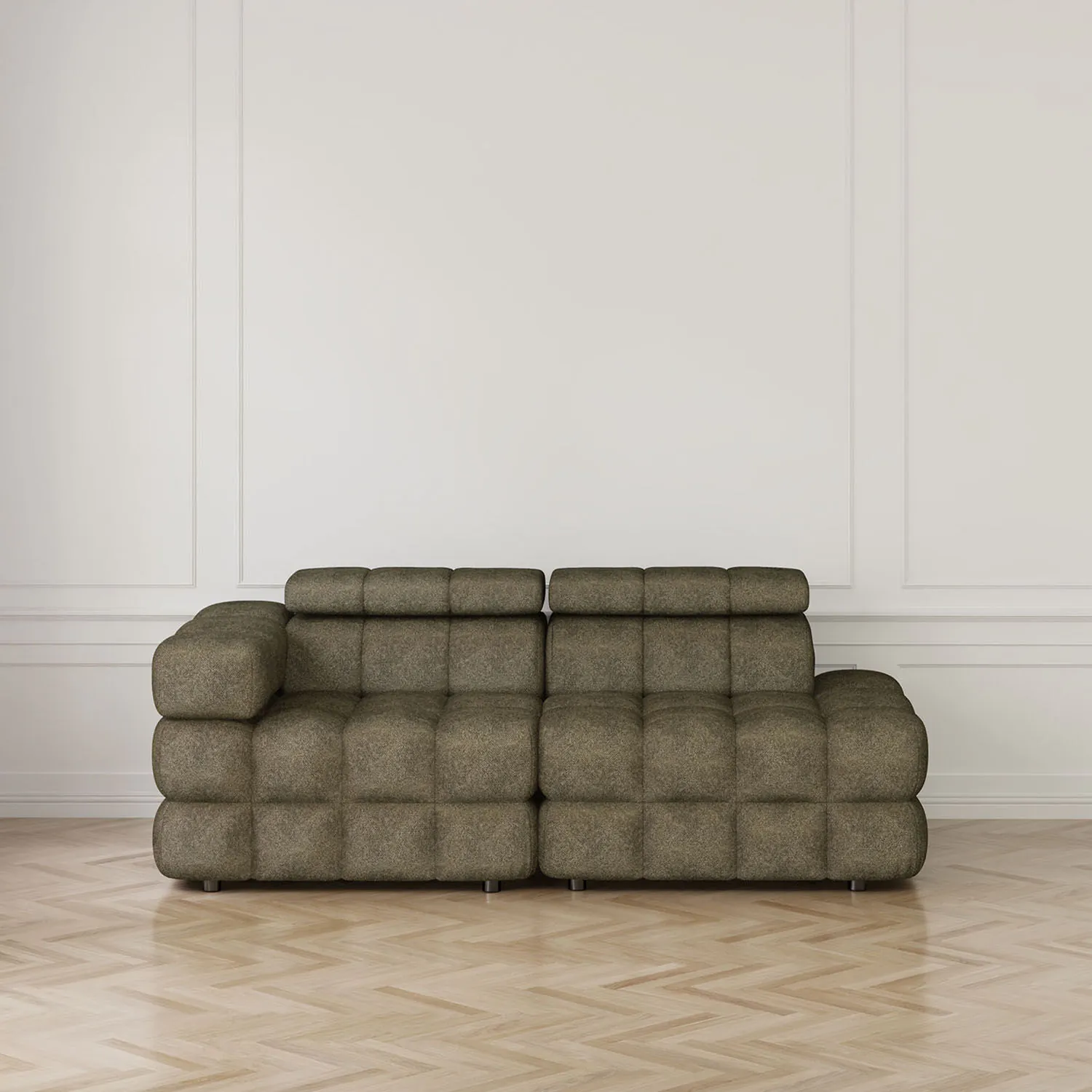 Soffa 2-sits 213cm Olivgrön Armstöd Vänster - Paris