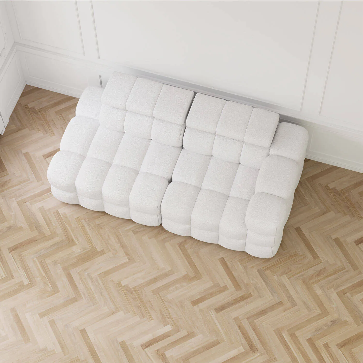 Soffa 2-sits 213cm Vit Boucle Armstöd Höger - Paris