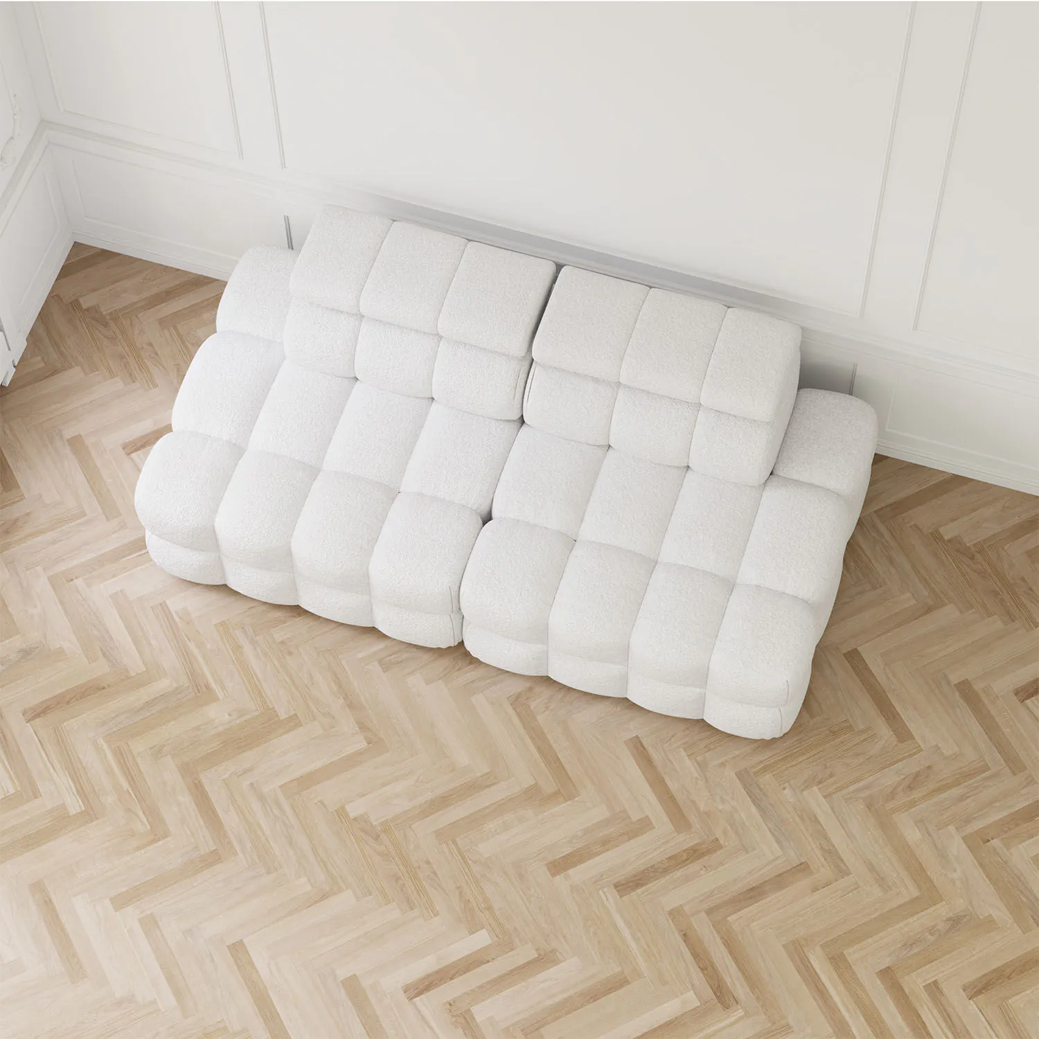 Soffa 2-sits 216cm Vit Boucle Utan Armstöd - Paris