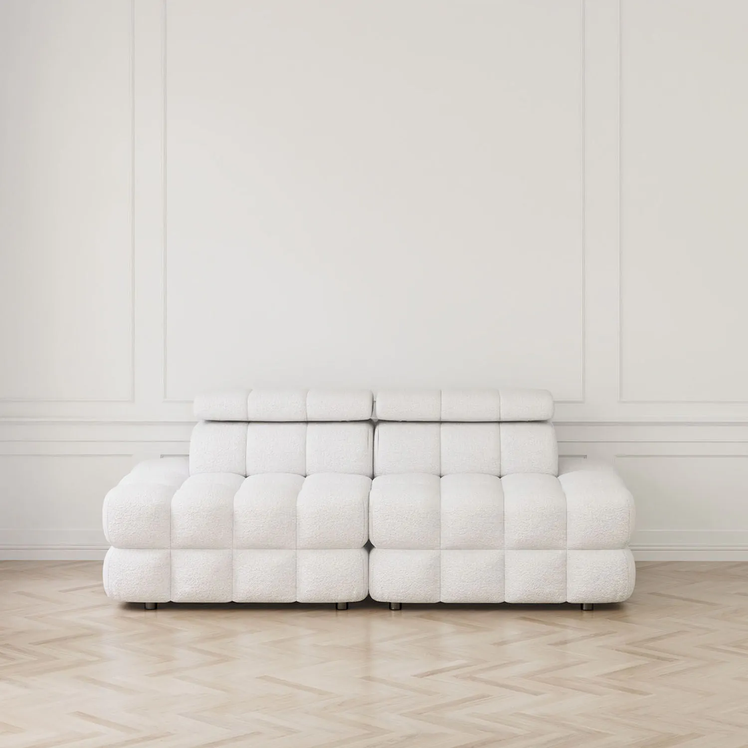 Soffa 2-sits 216cm Vit Boucle Utan Armstöd - Paris