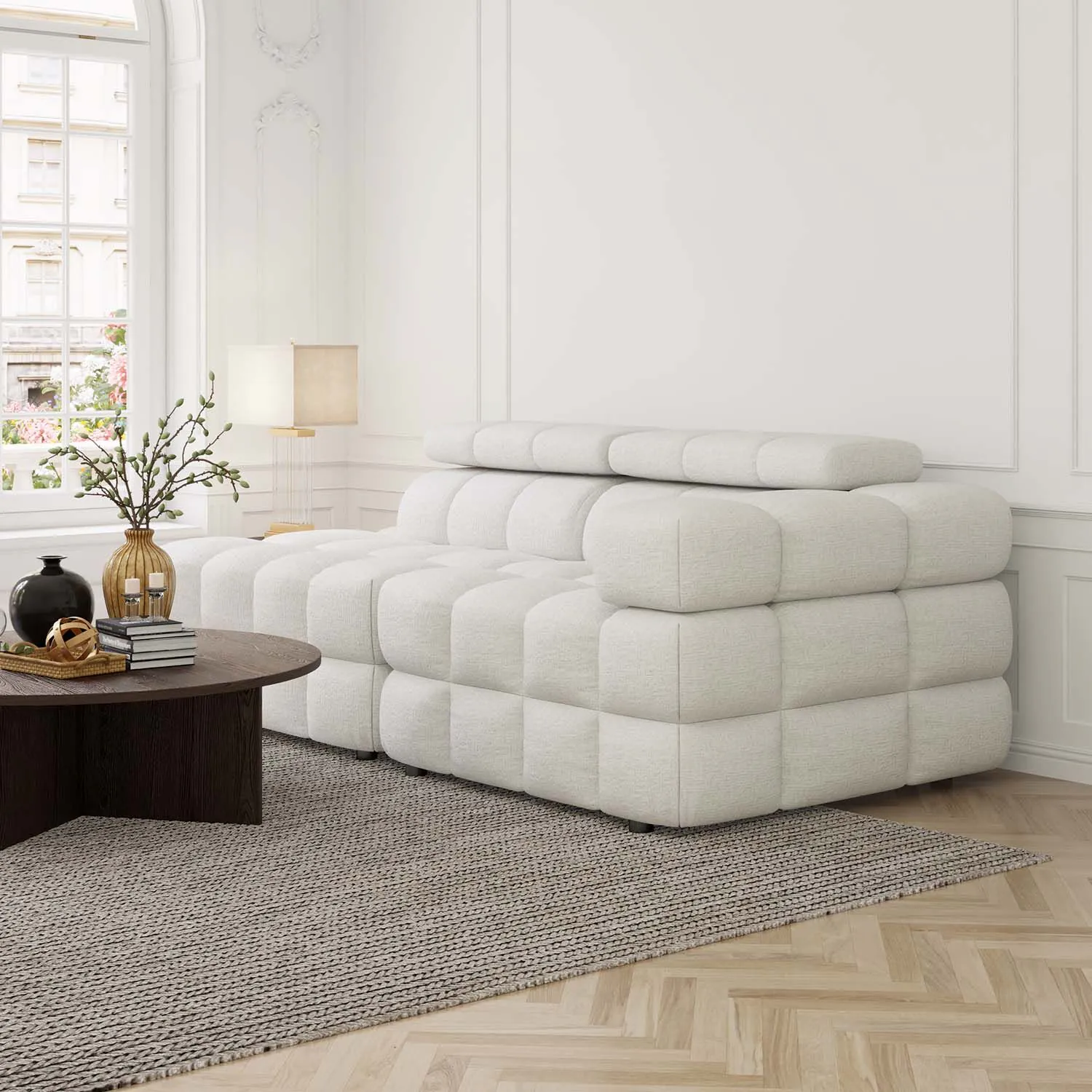 Soffa 2-sits 213cm Vit Armstöd Höger - Paris