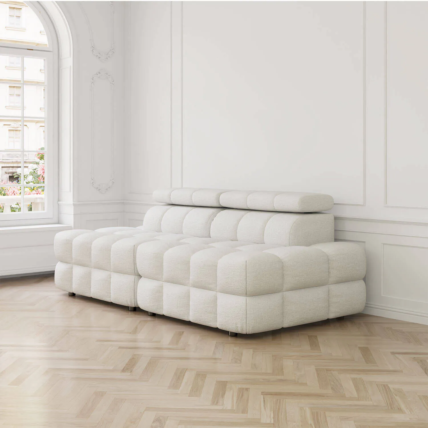 Soffa 2-sits 216cm Vit Utan Armstöd  - Paris