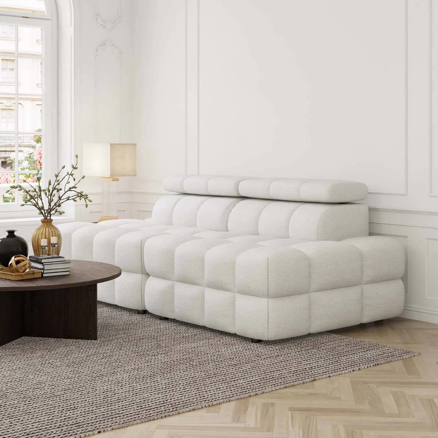 Soffa 2-sits 216cm Vit Utan Armstöd  - Paris