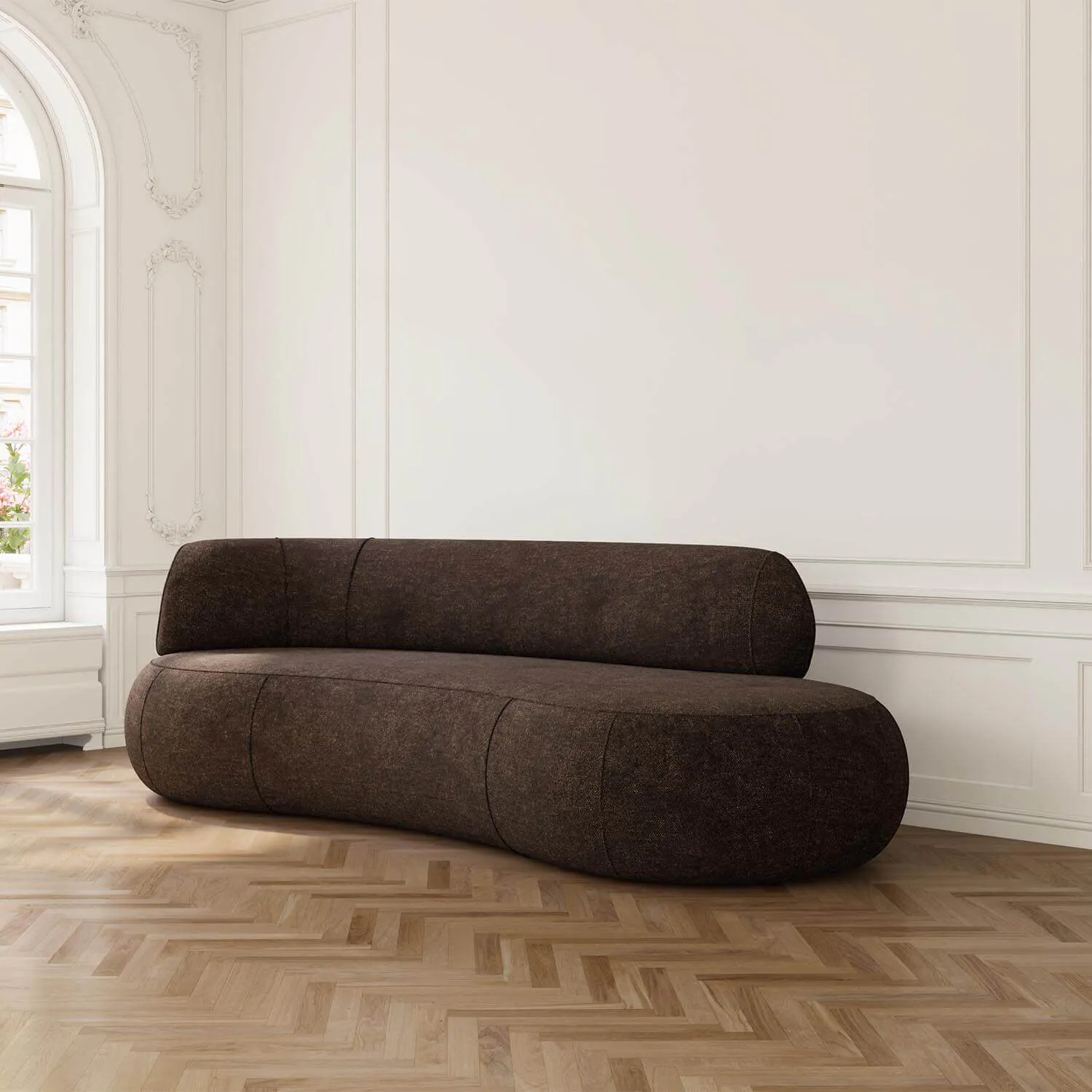 Soffa 3-sits 253cm Brun Armstöd Vänster - Malibu
