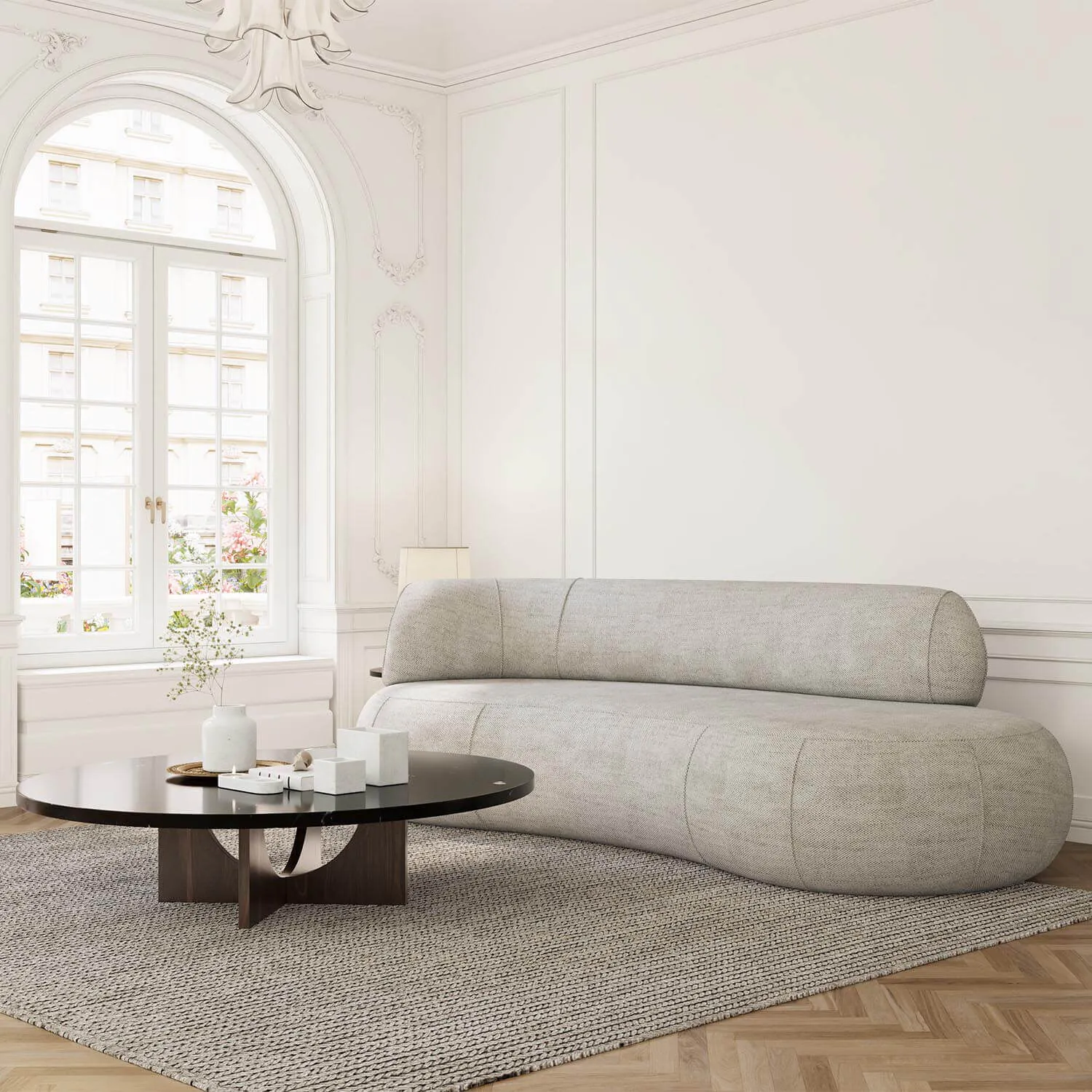 Soffa 3-sits 253cm Greige Armstöd Vänster - Malibu
