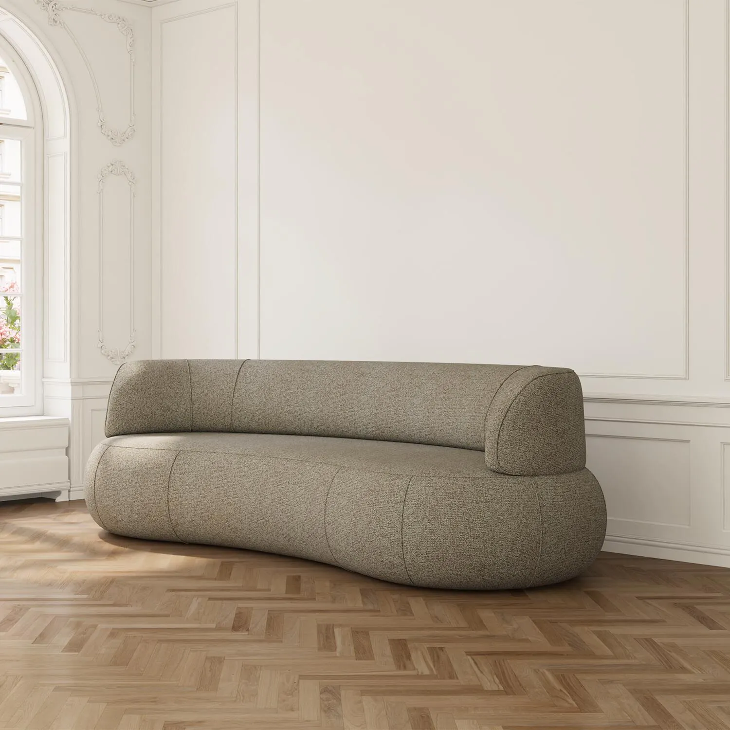 Soffa 3-sits 253cm Beige Armstöd - Malibu