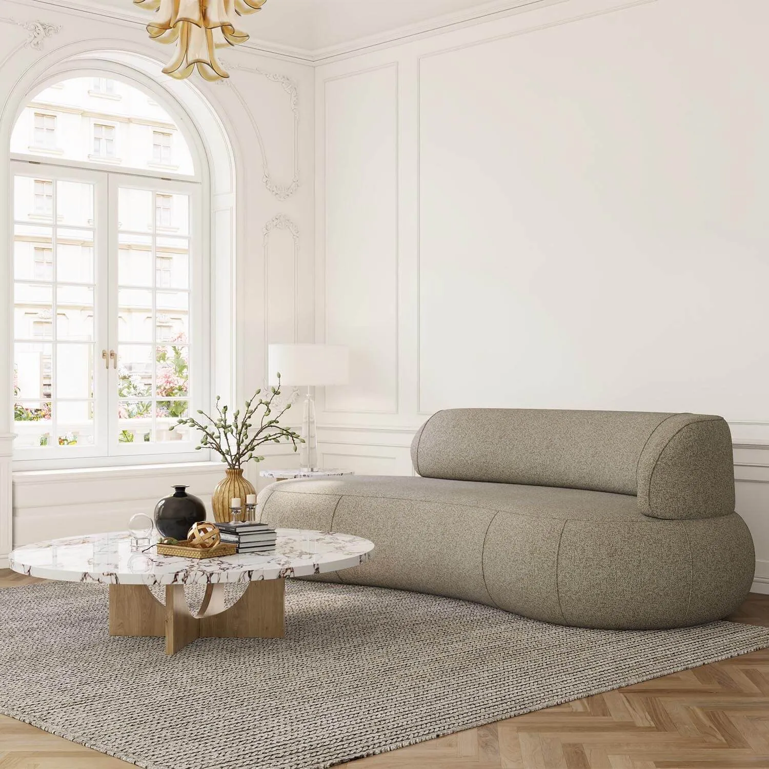 Soffa 3-sits 253cm Beige Armstöd Höger - Malibu