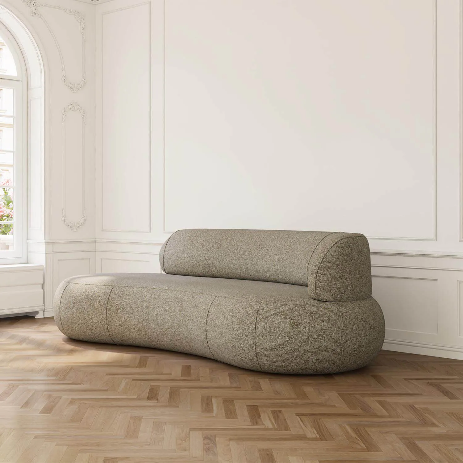 Soffa 3-sits 253cm Beige Armstöd Höger - Malibu