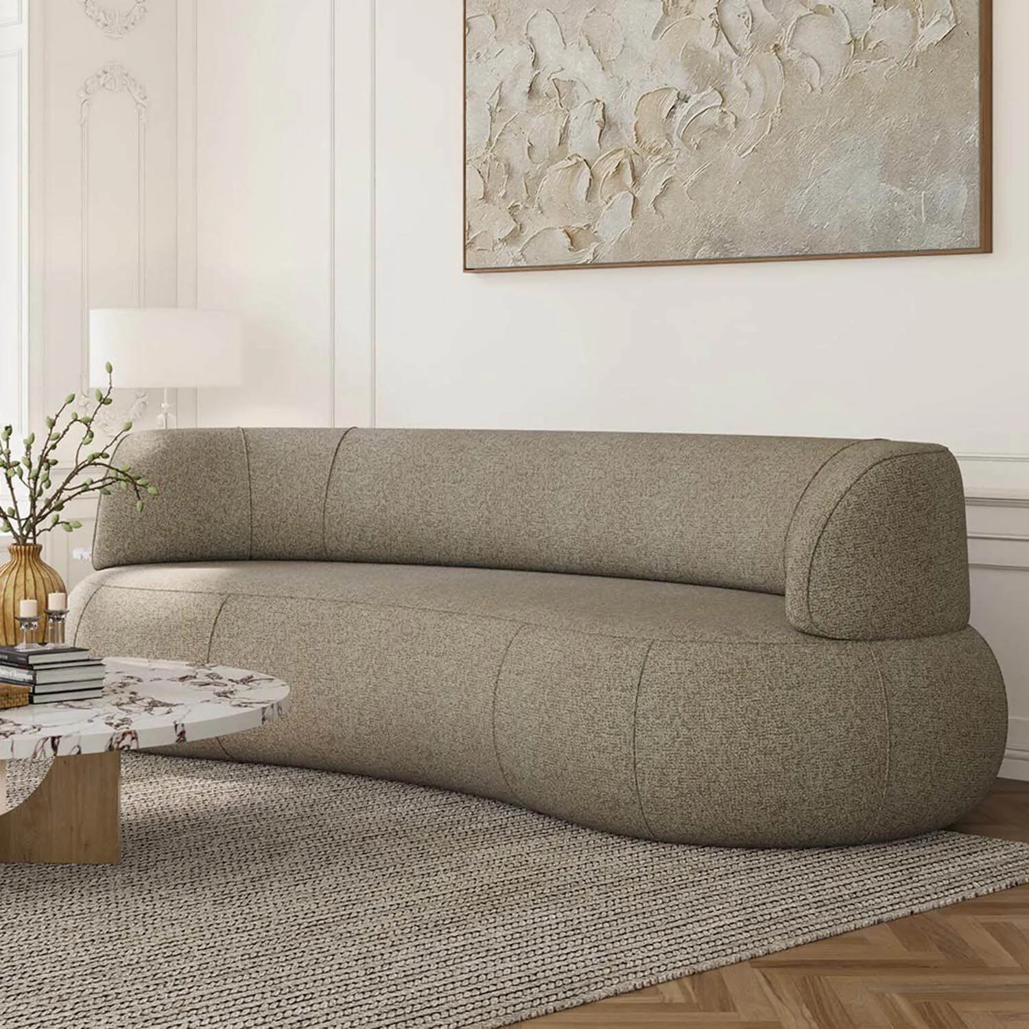 Soffa 3-sits 253cm Beige Armstöd - Malibu