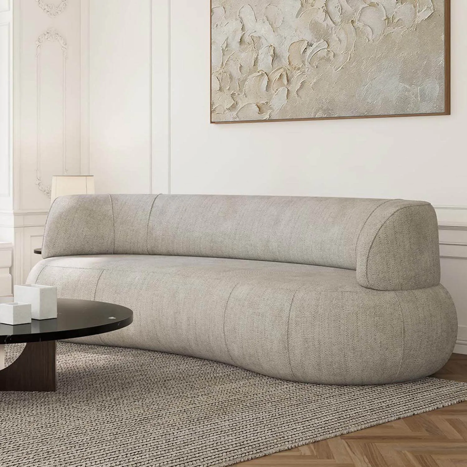 Soffa 3-sits 253cm Greige Armstöd - Malibu
