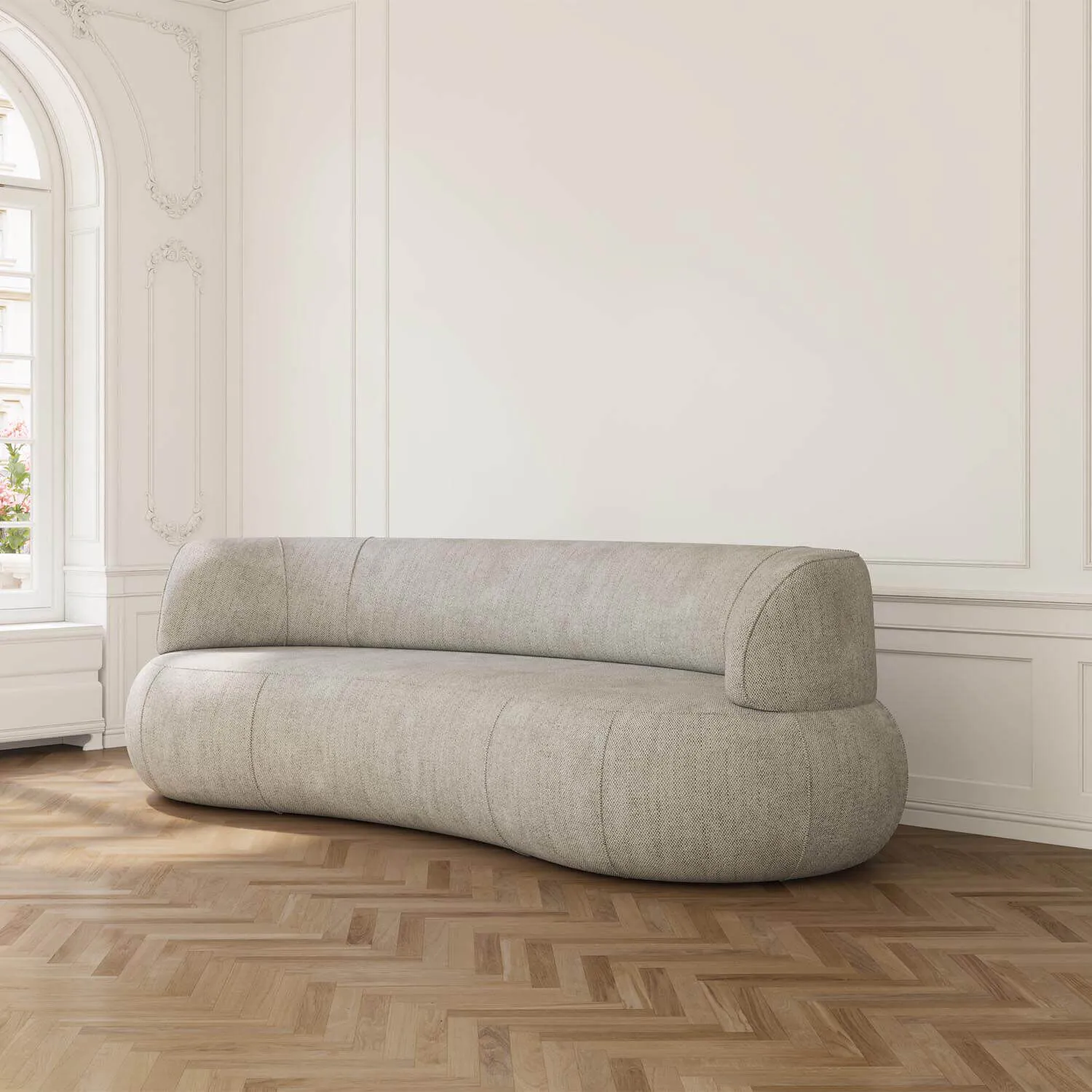 Soffa 3-sits 253cm Greige Armstöd - Malibu