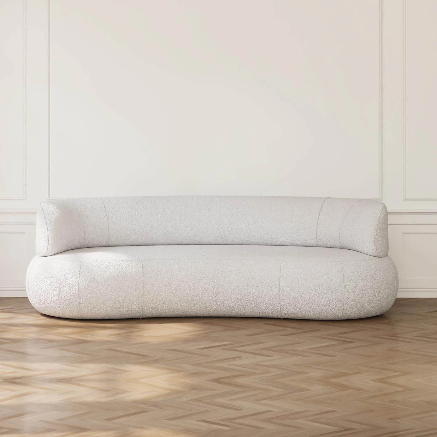 Soffa 3-sits 253cm Vit Boucle Armstöd - Malibu