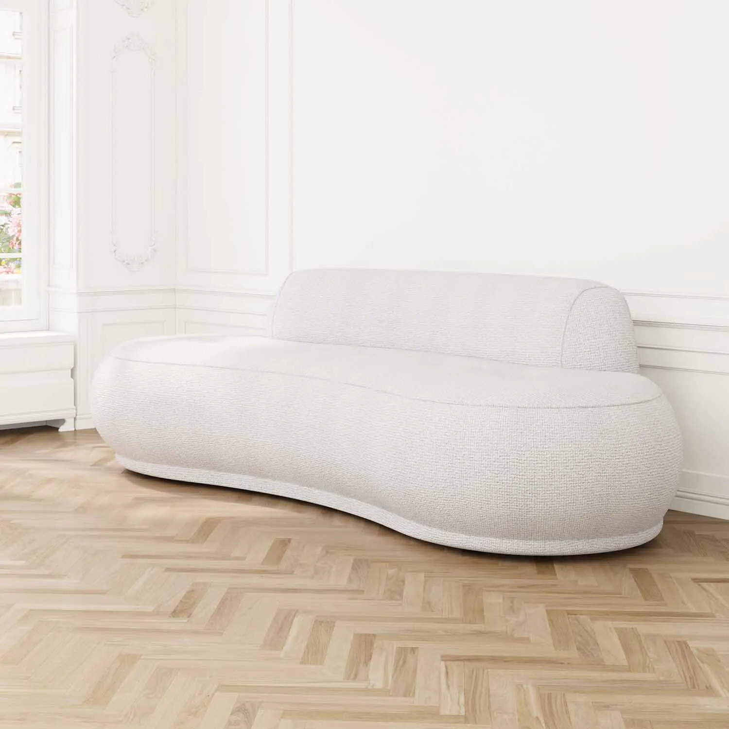 Soffa 3-sits 253cm Vit Boucle - Bel Air