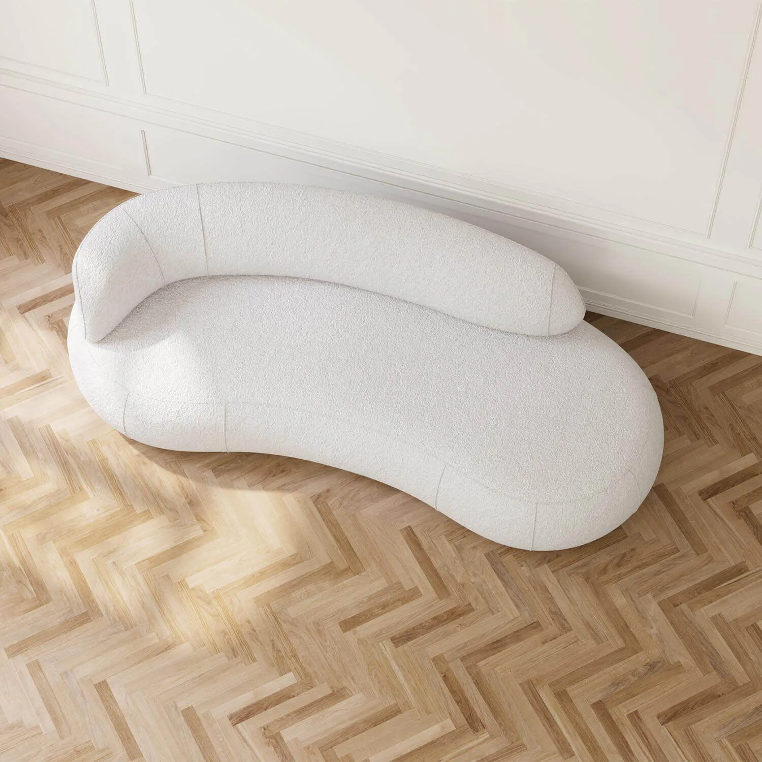 Soffa 3-sits 253cm Vit Boucle Armstöd Vänster - Malibu