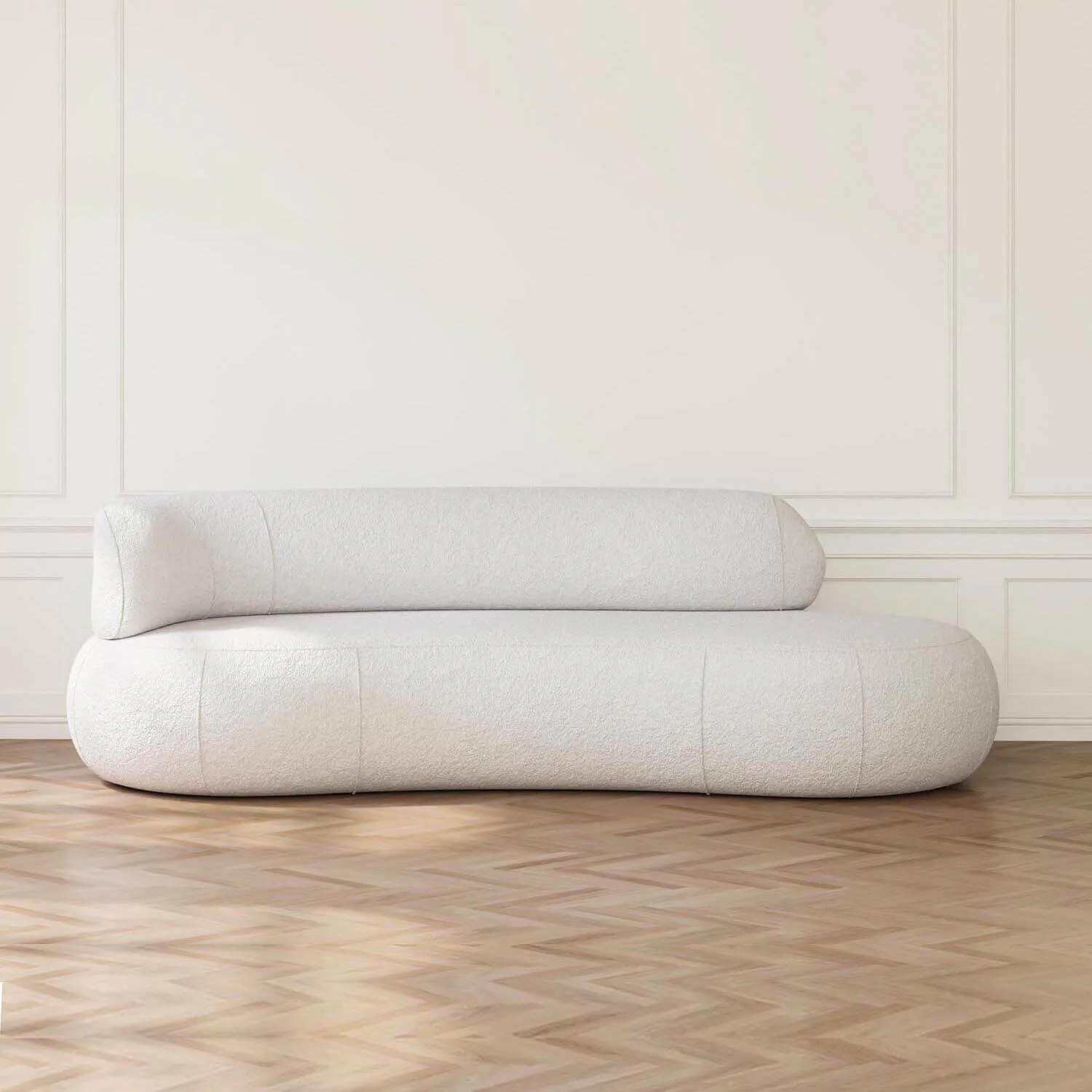 Soffa 3-sits 253cm Vit Boucle Armstöd Vänster - Malibu