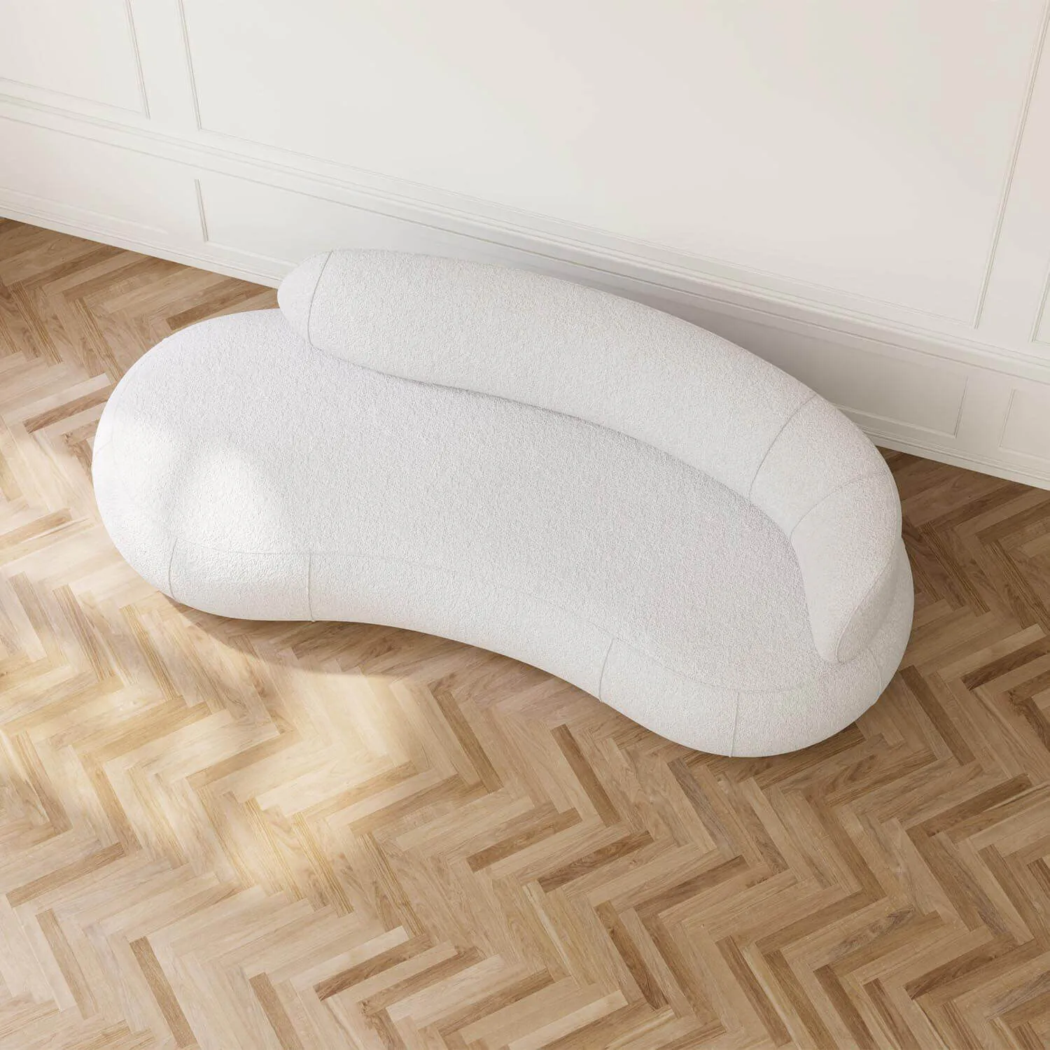 Soffa 3-sits 253cm Vit Boucle Armstöd Höger - Malibu
